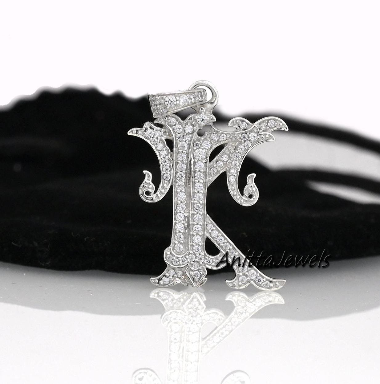 Handmade Diamond Initial Pendant: 925 Silver Letter Monogram - Anitta Jewels | SKU: etsy_982275518 Handmade Diamond Initial Pendant: 925 Silver Letter Monogram - Anitta Jewels | SKU: etsy_982275518