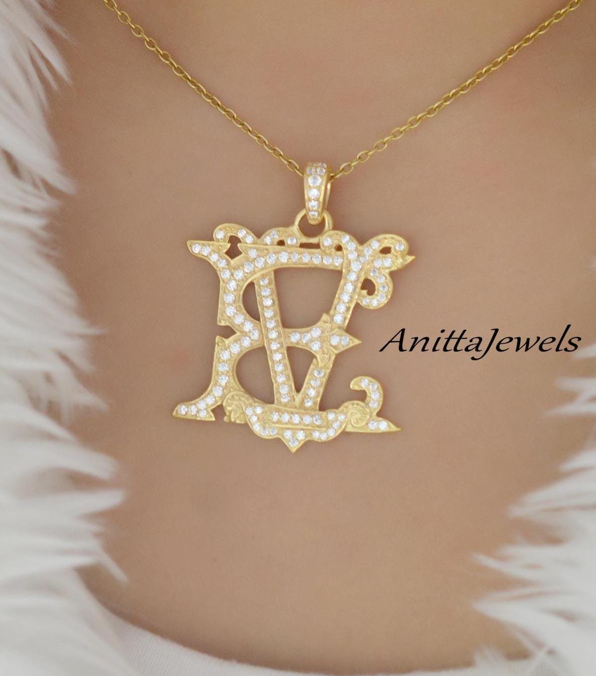 Handmade Diamond Initial Pendant: 925 Silver Letter Monogram - View 4 - Anitta Jewels | SKU: etsy_982275518 Handmade Diamond Initial Pendant: 925 Silver Letter Monogram - View 4 - Anitta Jewels | SKU: etsy_982275518