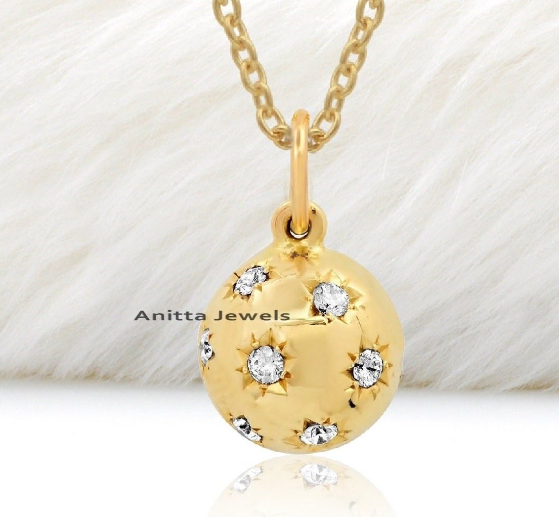 Handmade Diamond Star Ball Pendant: 925 Silver, 12MM - Anitta Jewels | SKU: etsy_1192210042 Handmade Diamond Star Ball Pendant: 925 Silver, 12MM - Anitta Jewels | SKU: etsy_1192210042