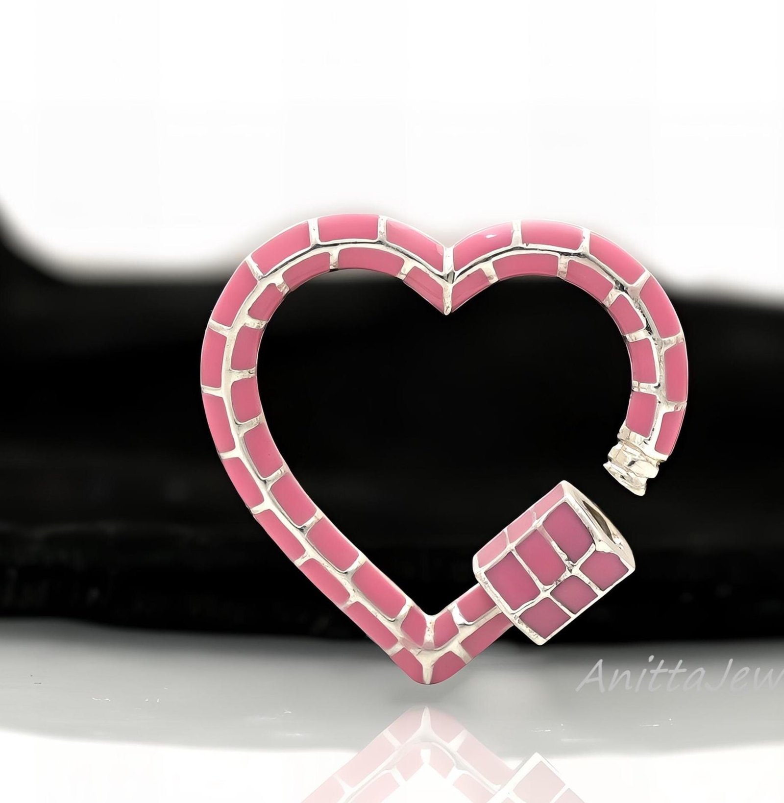 Handmade Enamel Heart Carabiner Lock: 14K Gold, 25mm - Anitta Jewels | SKU: etsy_1049370899 Handmade Enamel Heart Carabiner Lock: 14K Gold, 25mm - Anitta Jewels | SKU: etsy_1049370899