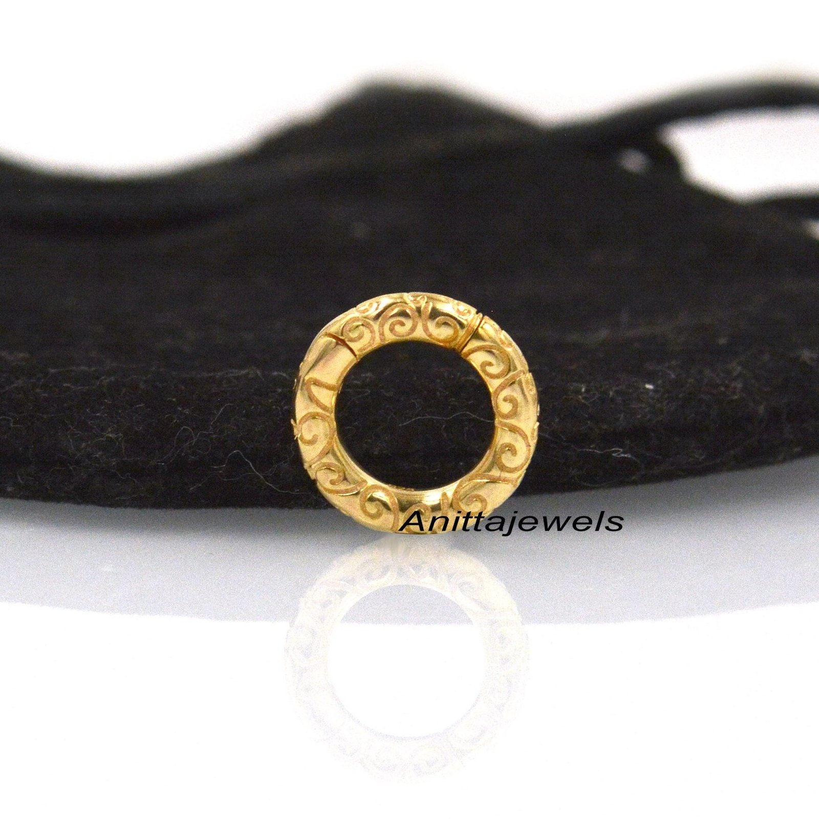 Handmade Engraved 14k Gold Charm Holder: Round Enhancer Link - Anitta Jewels | SKU: etsy_1709113071 Handmade Engraved 14k Gold Charm Holder: Round Enhancer Link - Anitta Jewels | SKU: etsy_1709113071