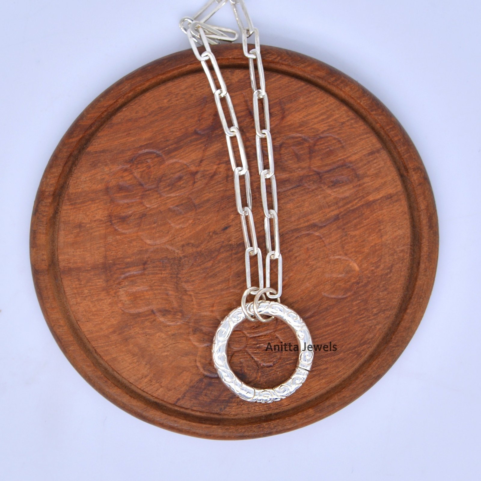 Handmade Engraved 14k Gold Charm Holder: Round Enhancer Link - View 4 - Anitta Jewels | SKU: etsy_1709113071 Handmade Engraved 14k Gold Charm Holder: Round Enhancer Link - View 4 - Anitta Jewels | SKU: etsy_1709113071
