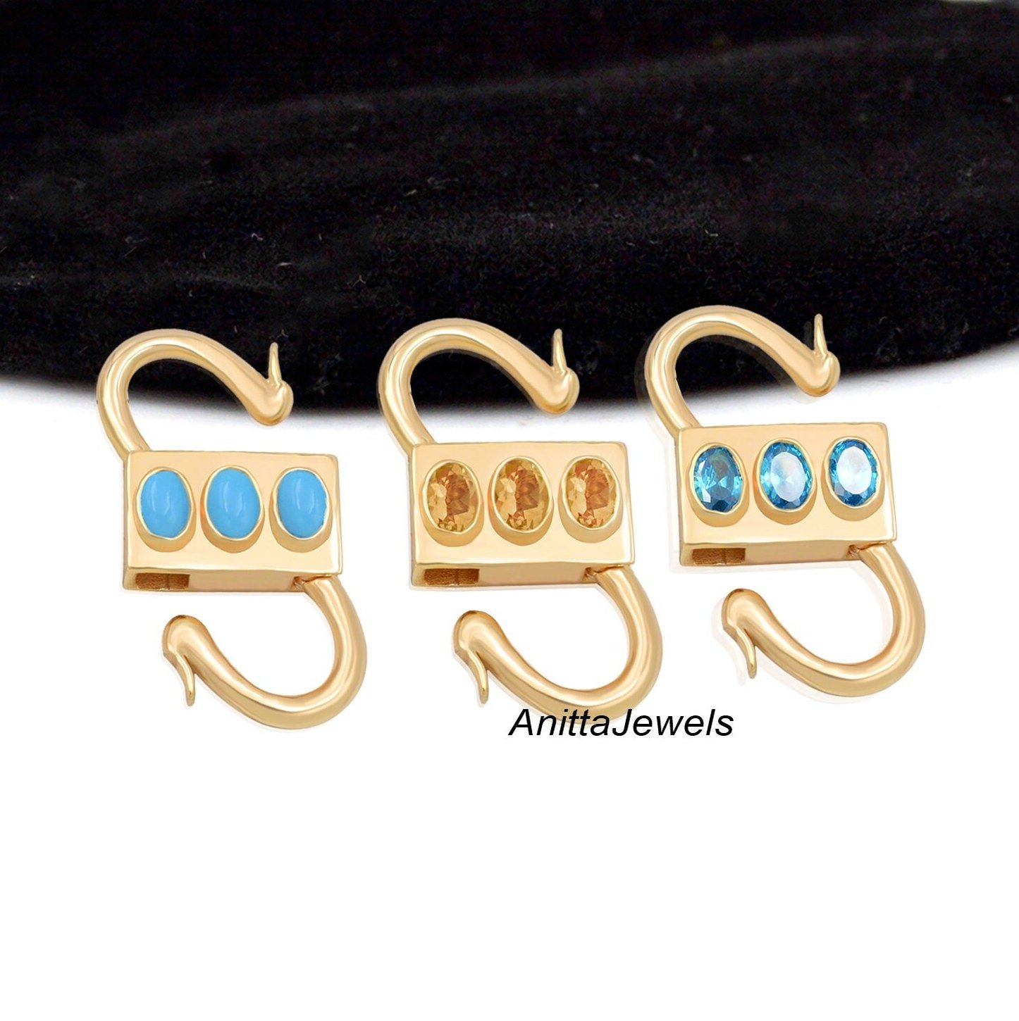 Handmade Gemstone Padlock Pendant: 14k Gold-Plated Silver Connector - View 2 - Anitta Jewels | SKU: etsy_711207711 Handmade Gemstone Padlock Pendant: 14k Gold-Plated Silver Connector - View 2 - Anitta Jewels | SKU: etsy_711207711