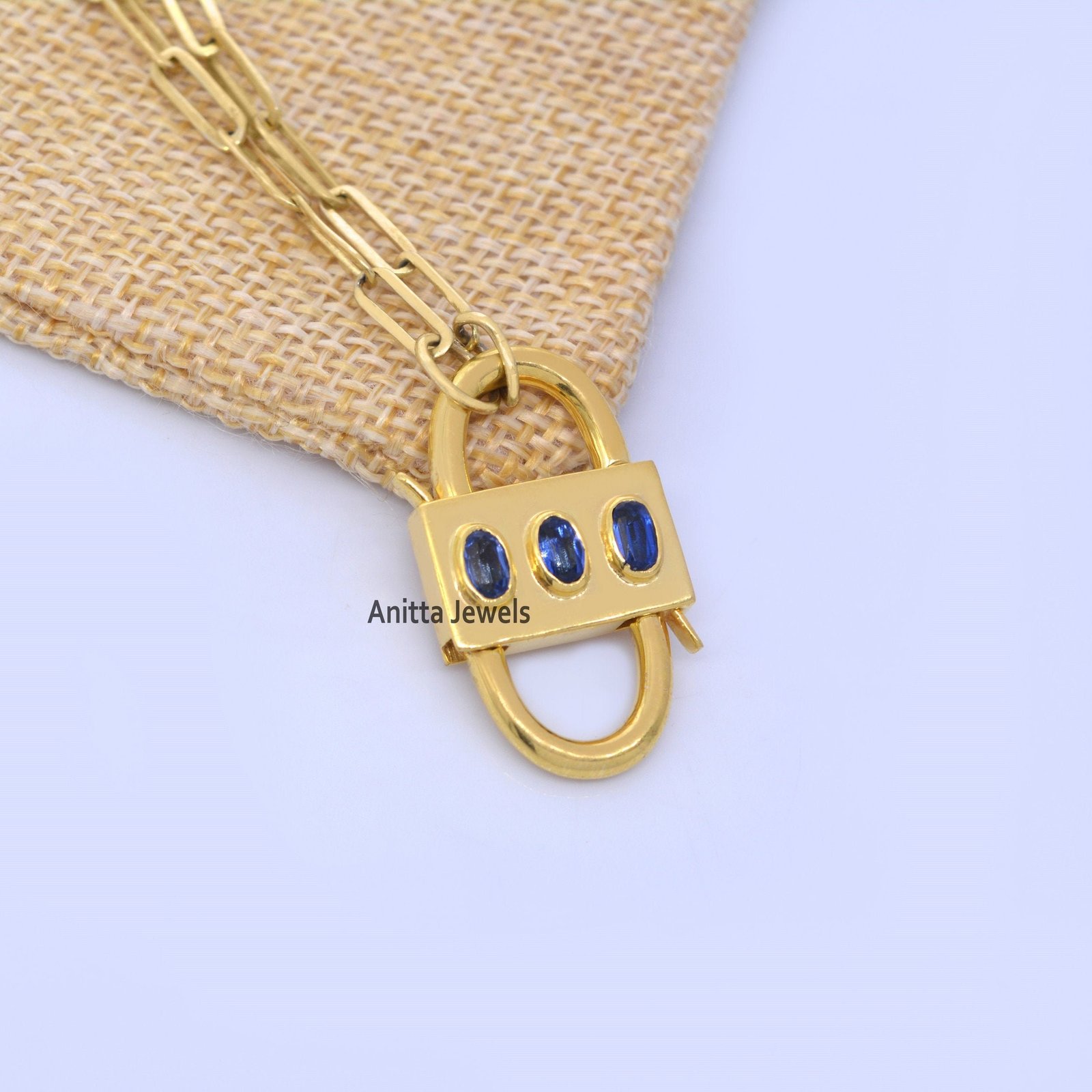 Handmade Gemstone Padlock Pendant: 14k Gold-Plated Silver Connector - View 7 - Anitta Jewels | SKU: etsy_711207711 Handmade Gemstone Padlock Pendant: 14k Gold-Plated Silver Connector - View 7 - Anitta Jewels | SKU: etsy_711207711