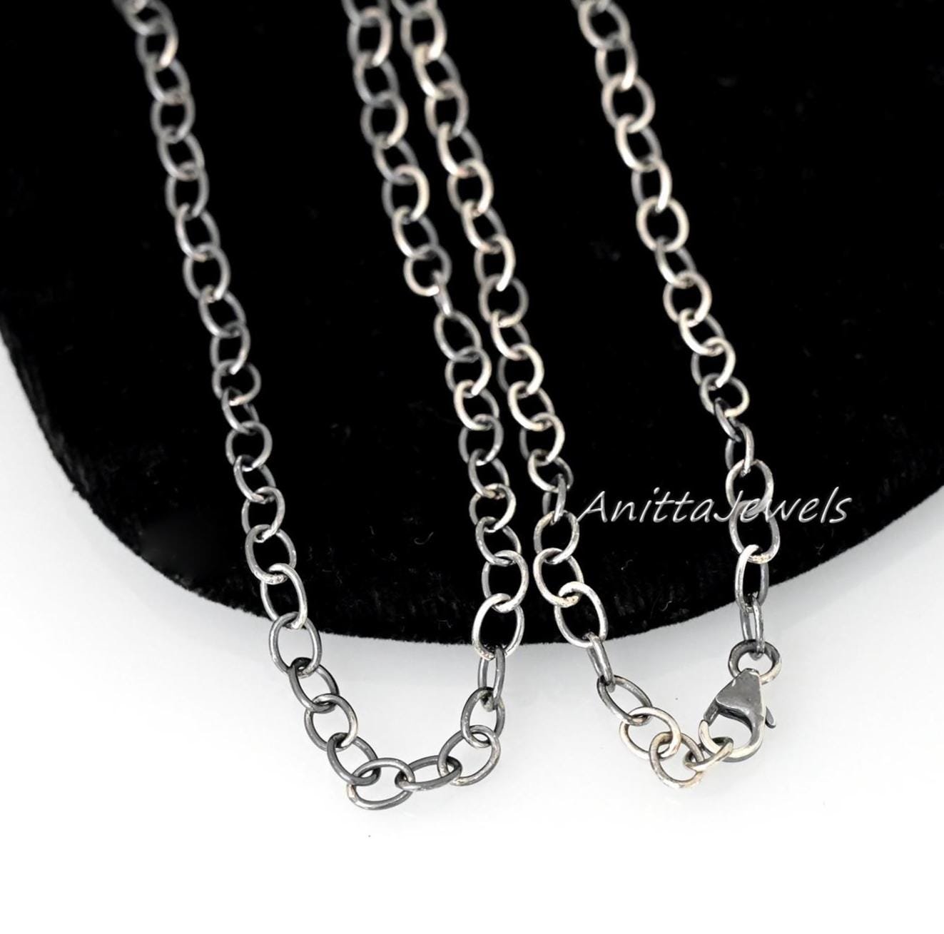 Handmade Oxidized 925 Silver Oval Link Chain Necklace - Anitta Jewels | SKU: etsy_1076915816 Handmade Oxidized 925 Silver Oval Link Chain Necklace - Anitta Jewels | SKU: etsy_1076915816
