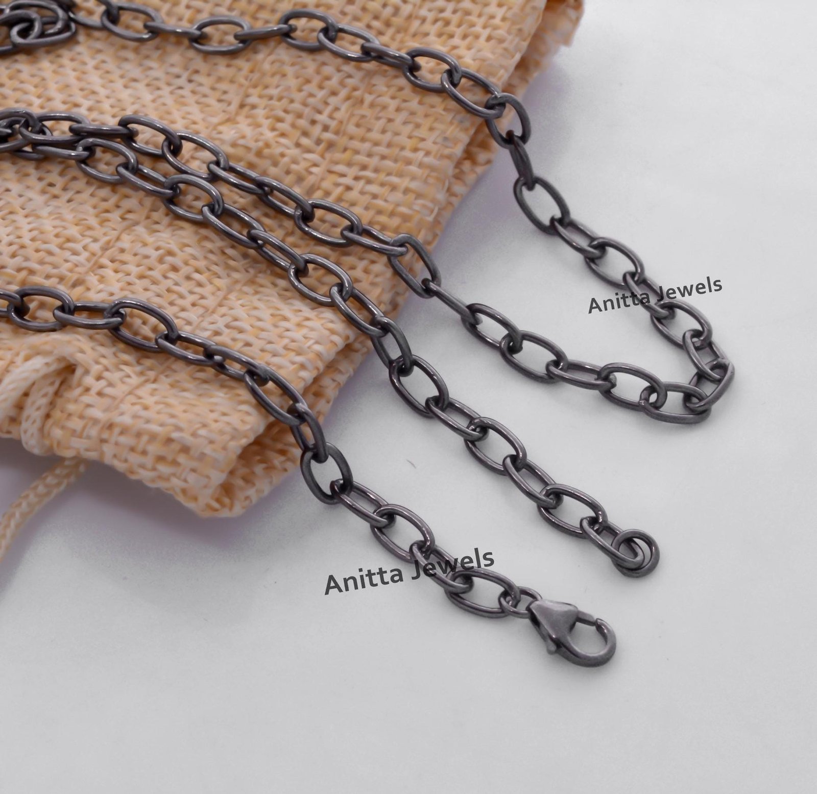 Handmade Oxidized 925 Silver Oval Link Chain Necklace - View 2 - Anitta Jewels | SKU: etsy_1076915816 Handmade Oxidized 925 Silver Oval Link Chain Necklace - View 2 - Anitta Jewels | SKU: etsy_1076915816