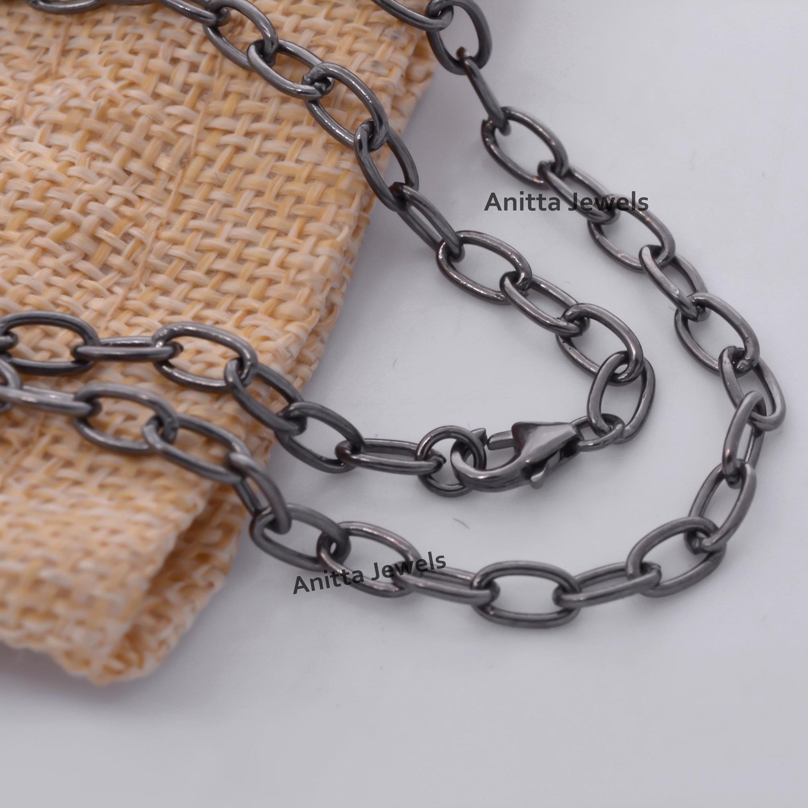Handmade Oxidized 925 Silver Oval Link Chain Necklace - View 3 - Anitta Jewels | SKU: etsy_1076915816 Handmade Oxidized 925 Silver Oval Link Chain Necklace - View 3 - Anitta Jewels | SKU: etsy_1076915816