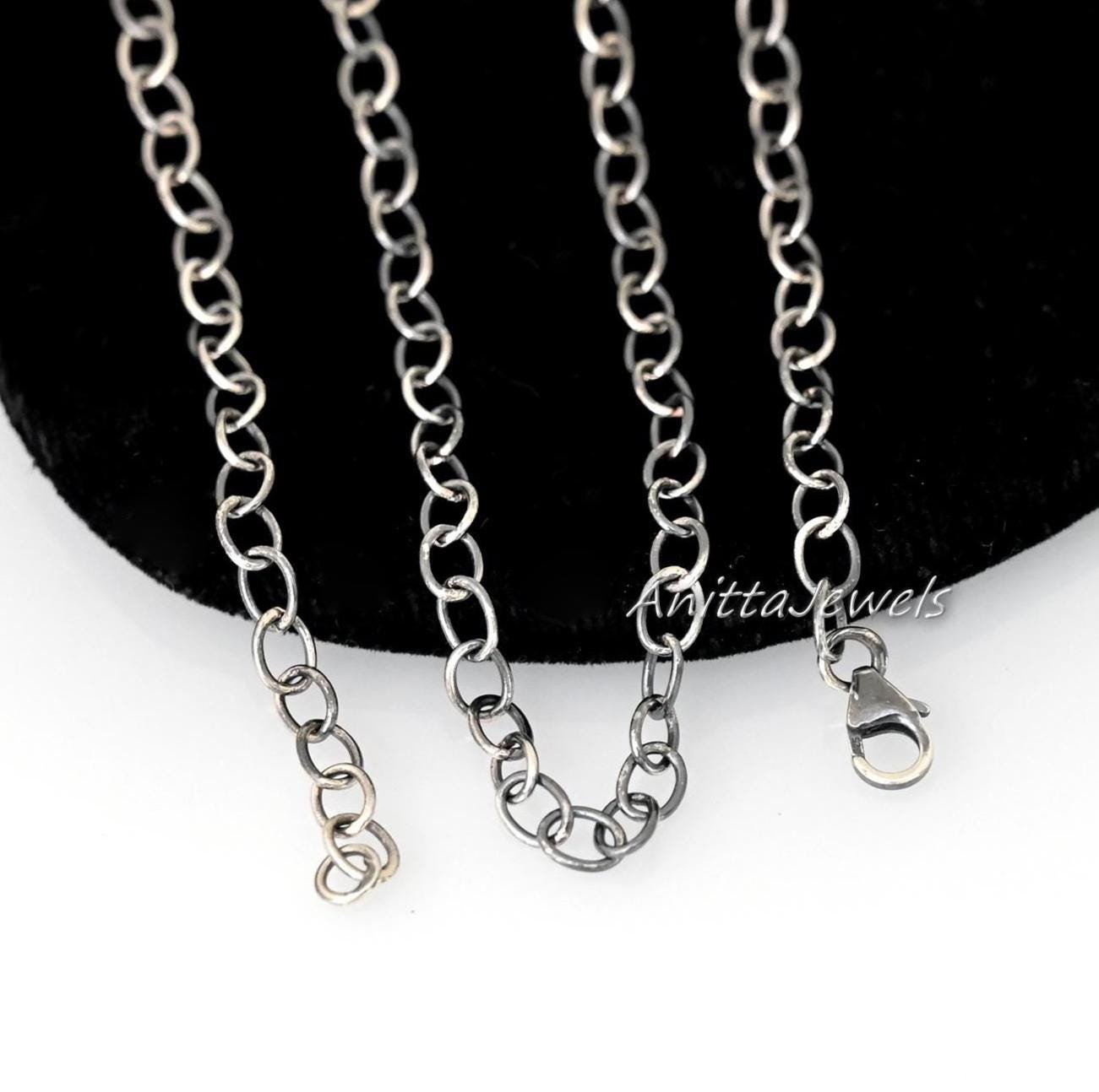 Handmade Oxidized 925 Silver Oval Link Chain Necklace - View 4 - Anitta Jewels | SKU: etsy_1076915816 Handmade Oxidized 925 Silver Oval Link Chain Necklace - View 4 - Anitta Jewels | SKU: etsy_1076915816
