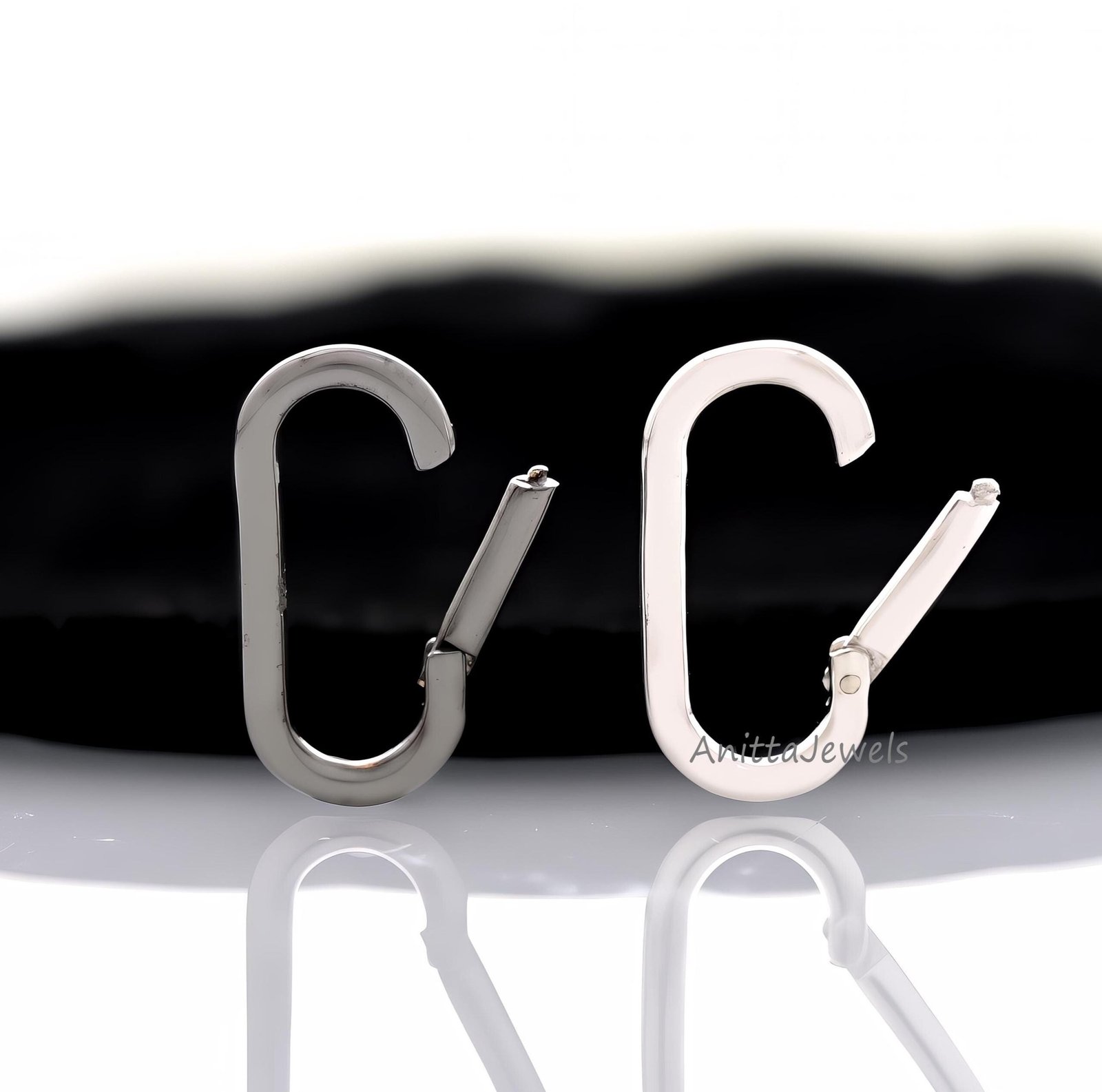 Handmade Solid Gold Oval Charm Holder: Sterling Silver Enhancer Clasp - Anitta Jewels | SKU: etsy_1049932150 Handmade Solid Gold Oval Charm Holder: Sterling Silver Enhancer Clasp - Anitta Jewels | SKU: etsy_1049932150