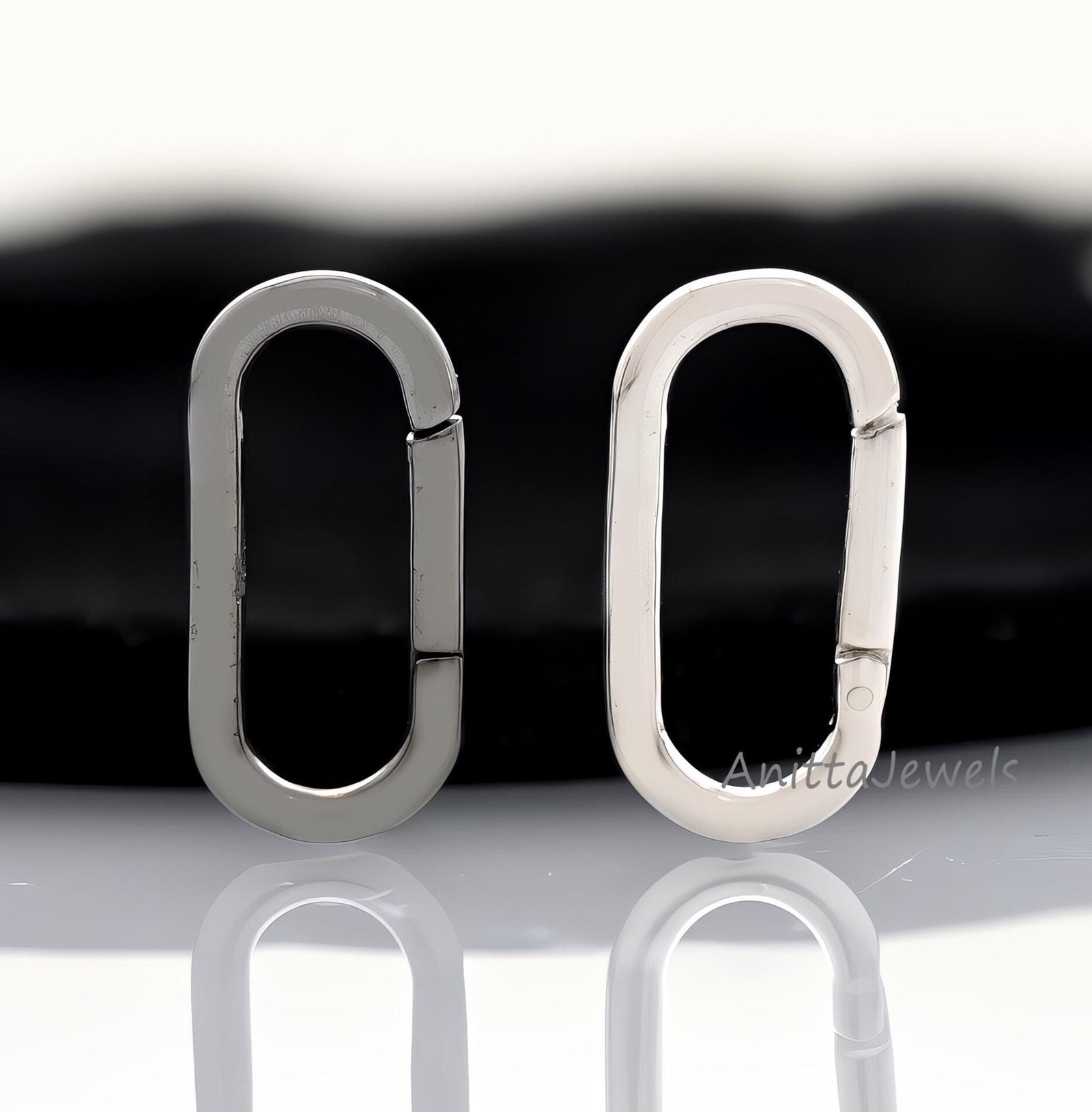 Handmade Solid Gold Oval Charm Holder: Sterling Silver Enhancer Clasp - View 2 - Anitta Jewels | SKU: etsy_1049932150 Handmade Solid Gold Oval Charm Holder: Sterling Silver Enhancer Clasp - View 2 - Anitta Jewels | SKU: etsy_1049932150