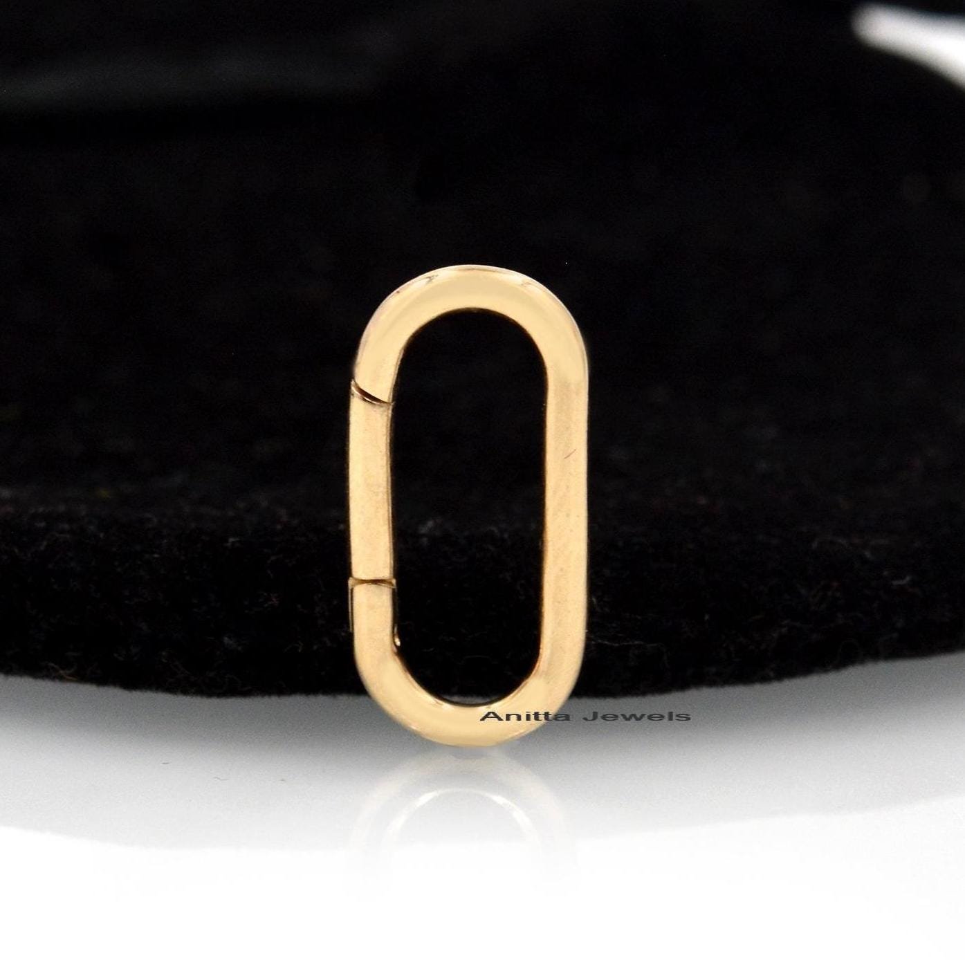 Handmade Solid Gold Oval Charm Holder: Sterling Silver Enhancer Clasp - View 3 - Anitta Jewels | SKU: etsy_1049932150 Handmade Solid Gold Oval Charm Holder: Sterling Silver Enhancer Clasp - View 3 - Anitta Jewels | SKU: etsy_1049932150