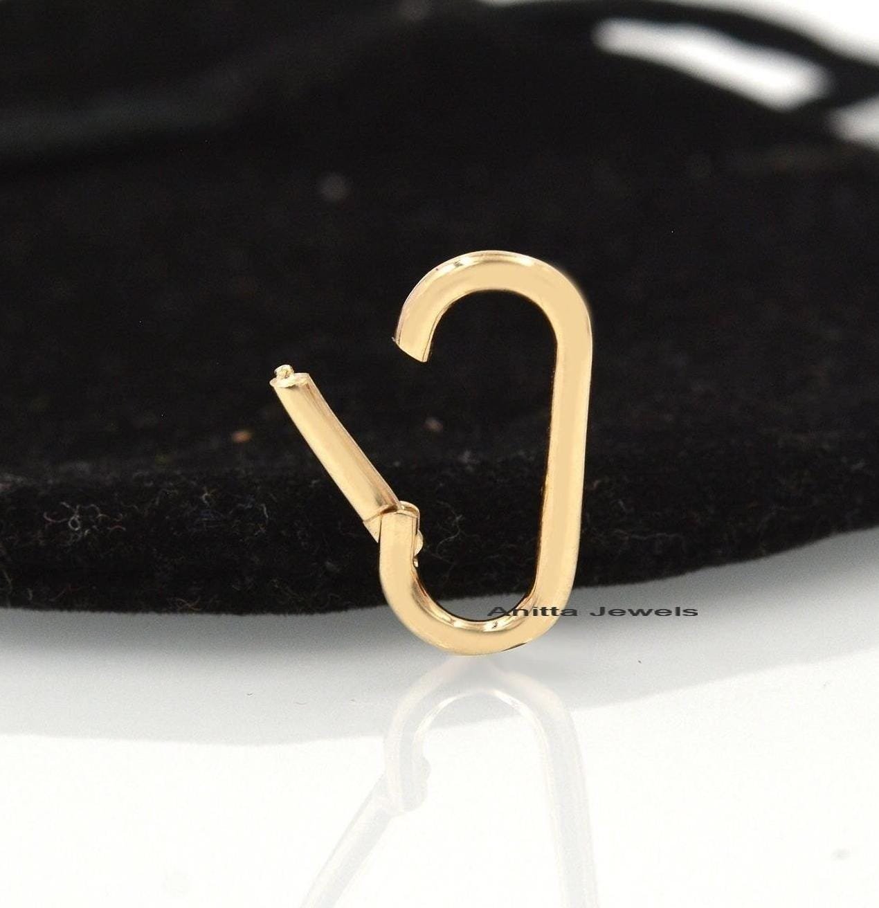Handmade Solid Gold Oval Charm Holder: Sterling Silver Enhancer Clasp - View 4 - Anitta Jewels | SKU: etsy_1049932150 Handmade Solid Gold Oval Charm Holder: Sterling Silver Enhancer Clasp - View 4 - Anitta Jewels | SKU: etsy_1049932150