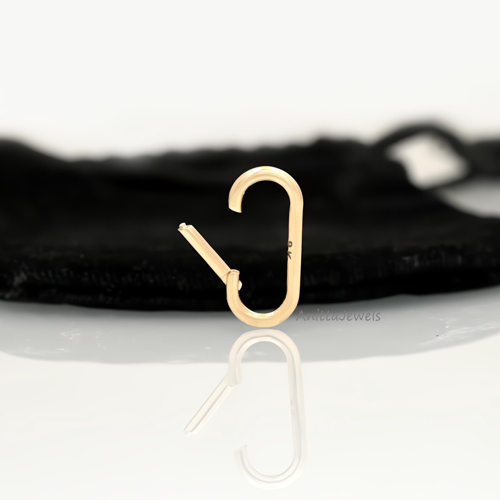 Handmade Solid Gold Oval Charm Holder: Sterling Silver Enhancer Clasp - View 5 - Anitta Jewels | SKU: etsy_1049932150 Handmade Solid Gold Oval Charm Holder: Sterling Silver Enhancer Clasp - View 5 - Anitta Jewels | SKU: etsy_1049932150