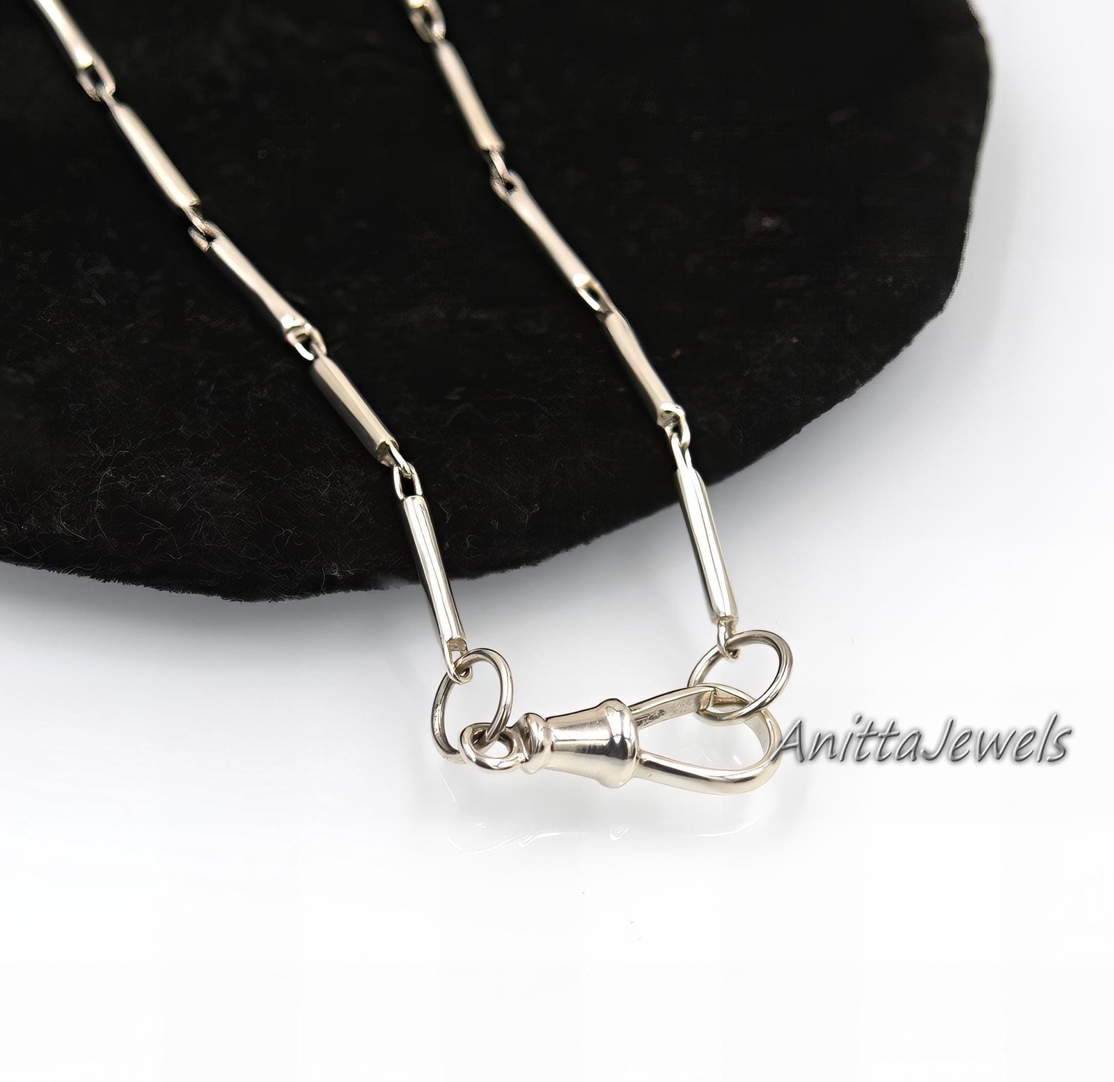Handmade Sterling Silver Tube Bar Link Chain - Swivel Lock Necklace - View 5 - Anitta Jewels | SKU: etsy_1048243930 Handmade Sterling Silver Tube Bar Link Chain - Swivel Lock Necklace - View 5 - Anitta Jewels | SKU: etsy_1048243930