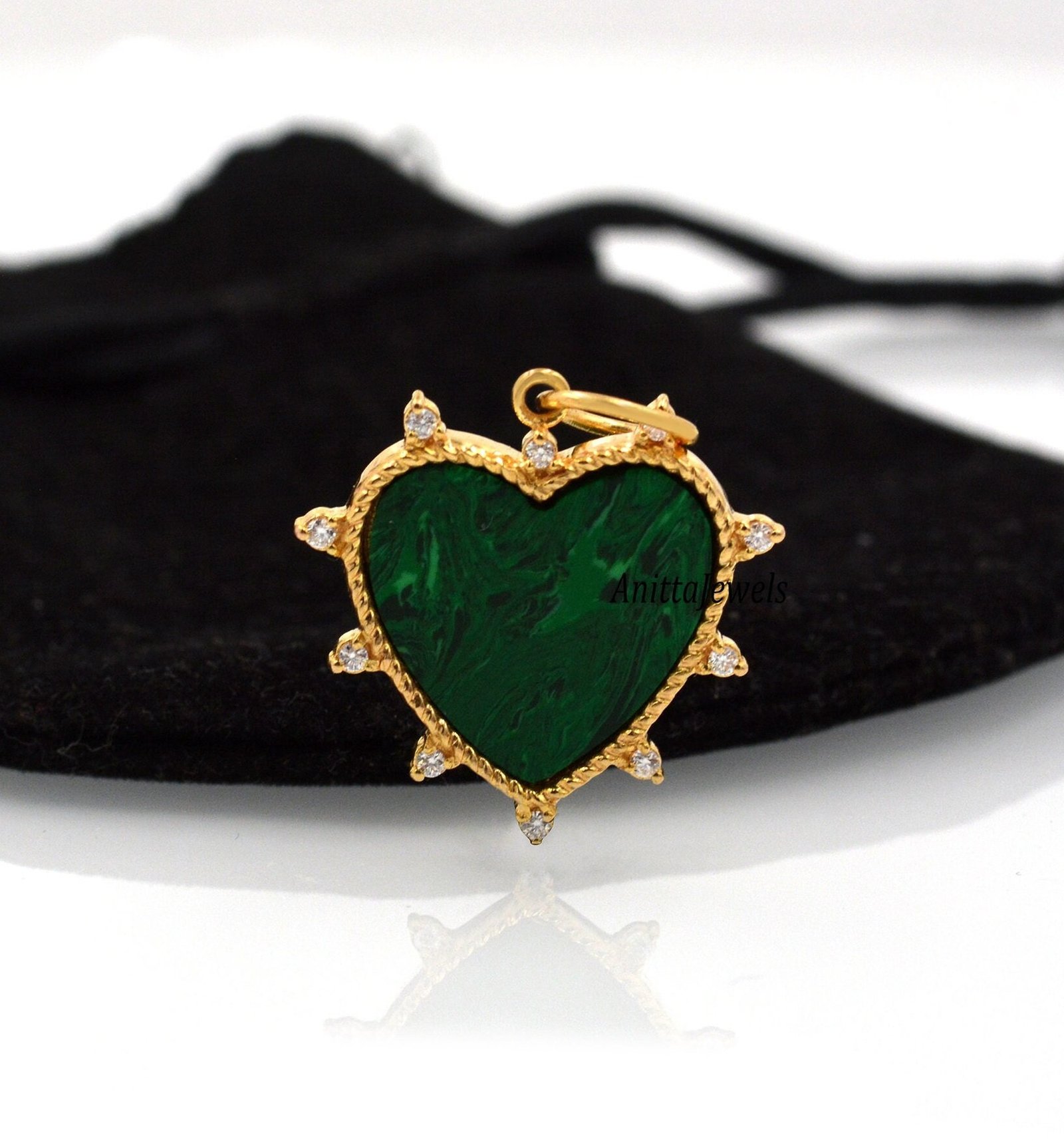Handmade Turquoise Heart Pendant: 925 Silver, Moissanite Accent - View 3 - Anitta Jewels | SKU: etsy_1421240490 Handmade Turquoise Heart Pendant: 925 Silver, Moissanite Accent - View 3 - Anitta Jewels | SKU: etsy_1421240490