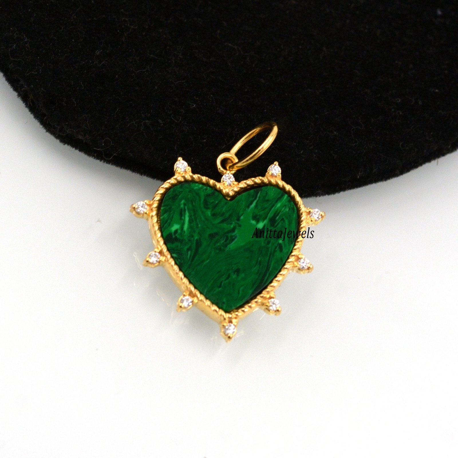Handmade Turquoise Heart Pendant: 925 Silver, Moissanite Accent - View 4 - Anitta Jewels | SKU: etsy_1421240490 Handmade Turquoise Heart Pendant: 925 Silver, Moissanite Accent - View 4 - Anitta Jewels | SKU: etsy_1421240490
