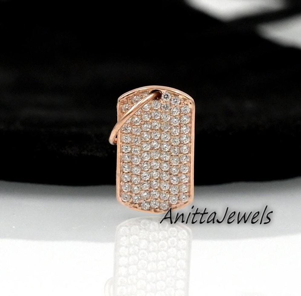 Micro Pave Gemstone Dog Tag Pendant - 925 Silver (20*8 MM) - Anitta Jewels | SKU: etsy_1195173374 Micro Pave Gemstone Dog Tag Pendant - 925 Silver (20*8 MM) - Anitta Jewels | SKU: etsy_1195173374