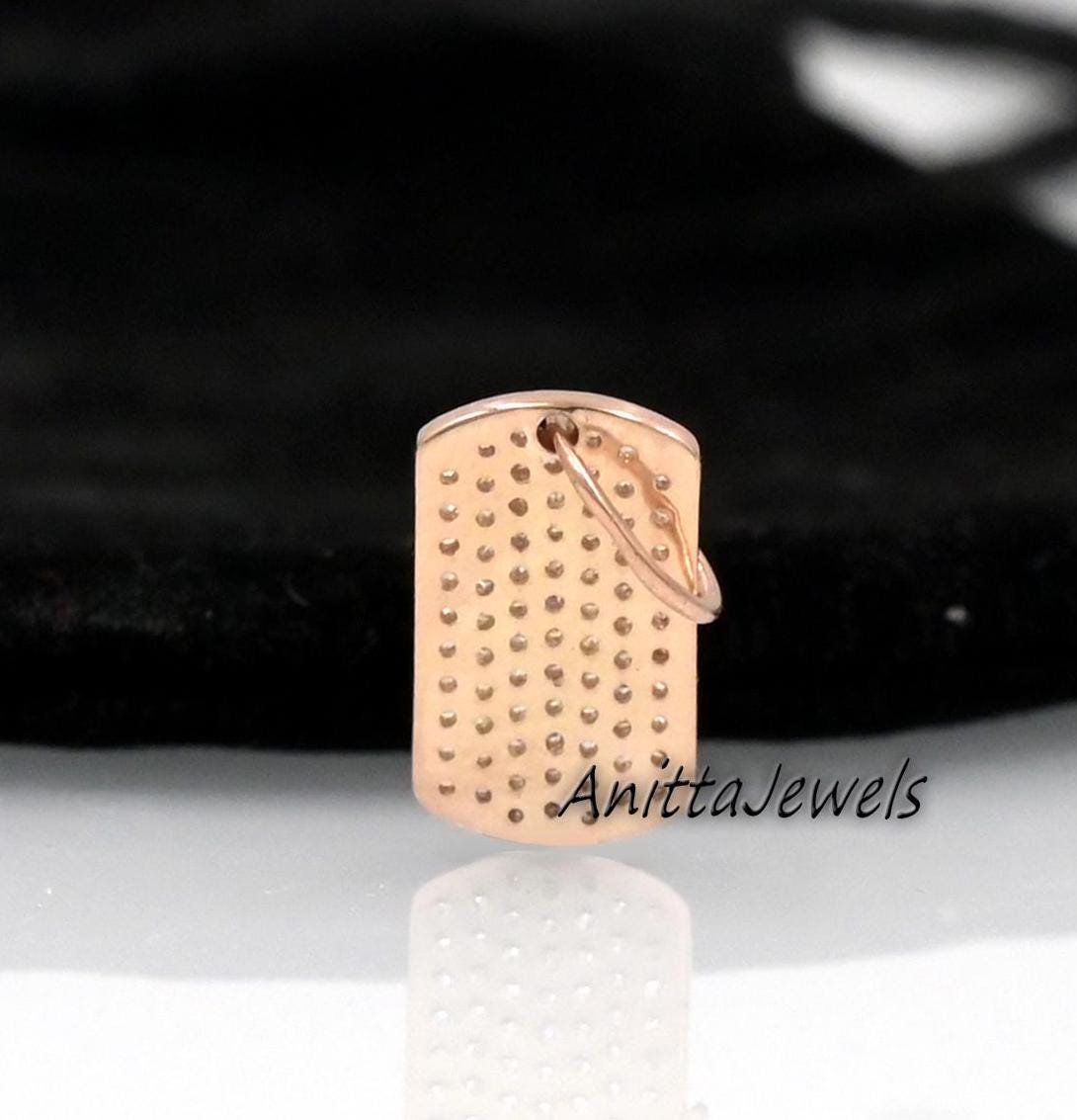 Micro Pave Gemstone Dog Tag Pendant - 925 Silver (20*8 MM) - View 2 - Anitta Jewels | SKU: etsy_1195173374 Micro Pave Gemstone Dog Tag Pendant - 925 Silver (20*8 MM) - View 2 - Anitta Jewels | SKU: etsy_1195173374