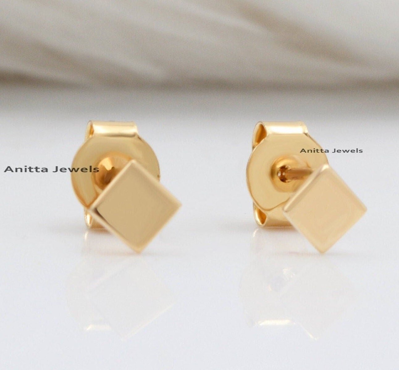 Minimalist Square Sterling Silver Stud Earrings - 10MM - Anitta Jewels | SKU: etsy_1040466050 Minimalist Square Sterling Silver Stud Earrings - 10MM - Anitta Jewels | SKU: etsy_1040466050