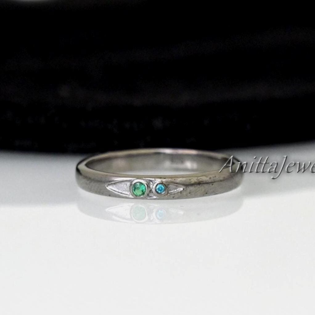 Moissanite & Ruby 14K Gold Birthstone Band Ring - Anitta Jewels | SKU: etsy_4298648239 Moissanite & Ruby 14K Gold Birthstone Band Ring - Anitta Jewels | SKU: etsy_4298648239