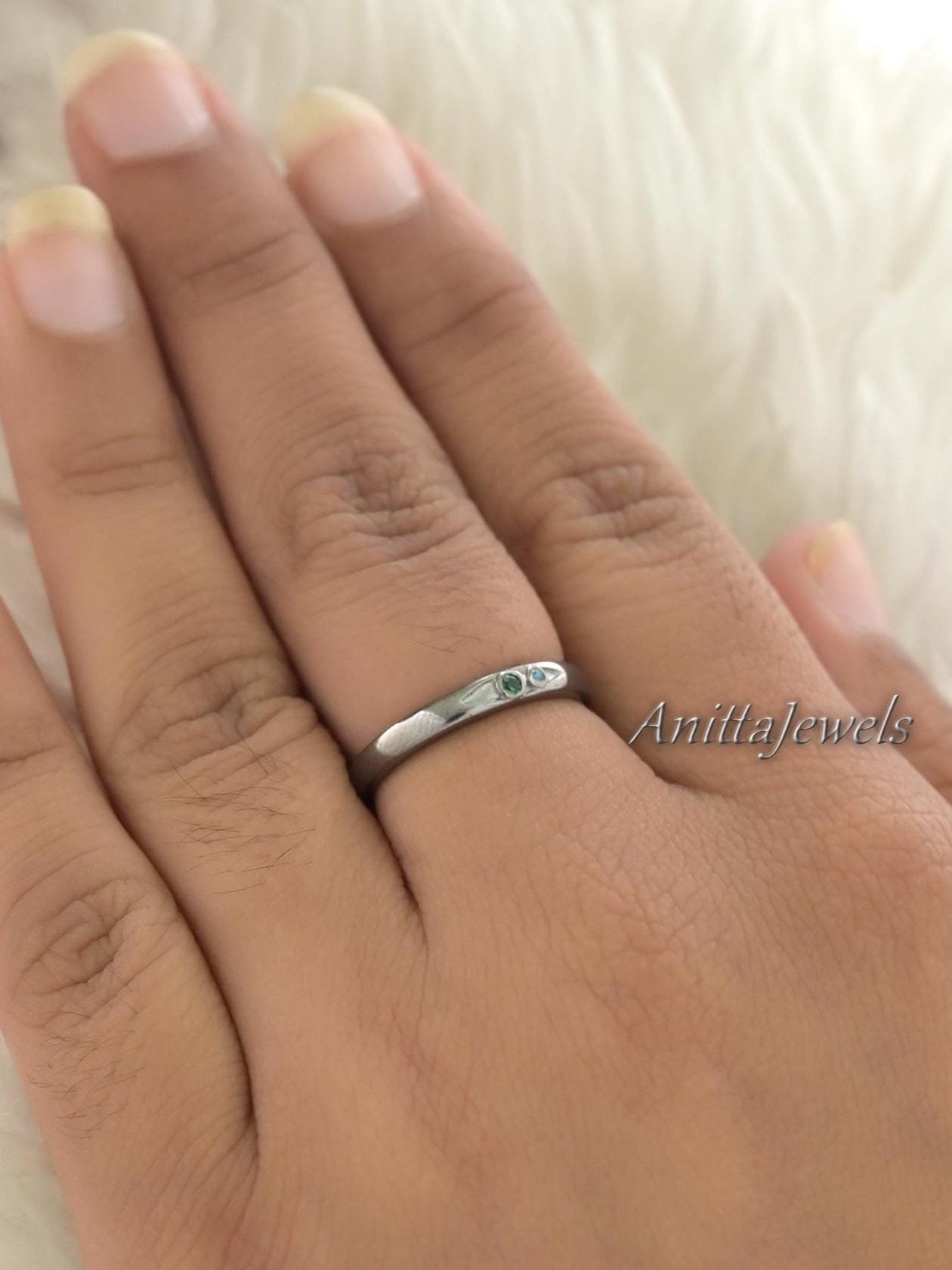 Moissanite & Ruby 14K Gold Birthstone Band Ring - View 3 - Anitta Jewels | SKU: etsy_4298648239 Moissanite & Ruby 14K Gold Birthstone Band Ring - View 3 - Anitta Jewels | SKU: etsy_4298648239