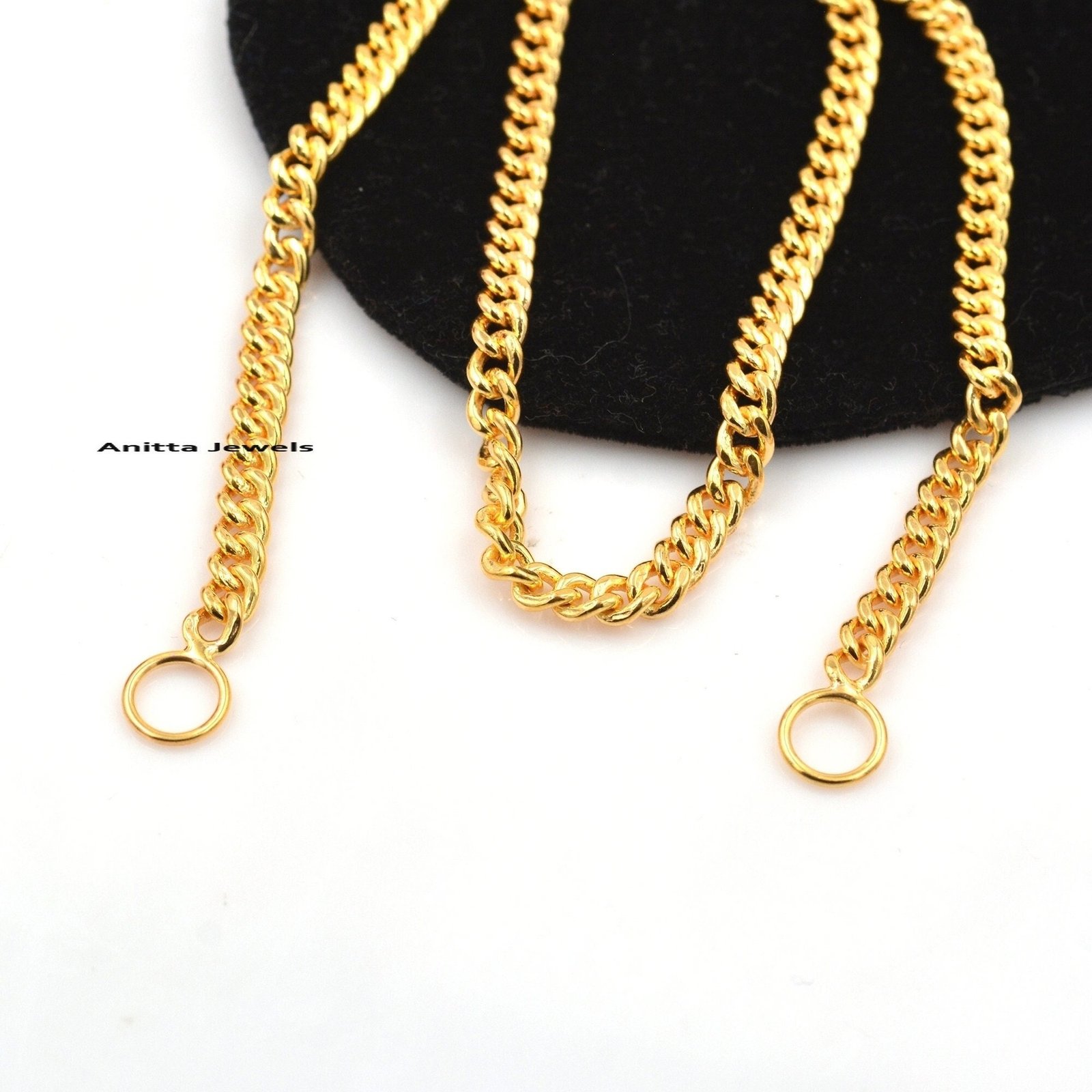 Oxidized 925 Silver Curb Chain Necklace: 14K Gold Jumpring, Handmade - View 3 - Anitta Jewels | SKU: etsy_1454218857 Oxidized 925 Silver Curb Chain Necklace: 14K Gold Jumpring, Handmade - View 3 - Anitta Jewels | SKU: etsy_1454218857