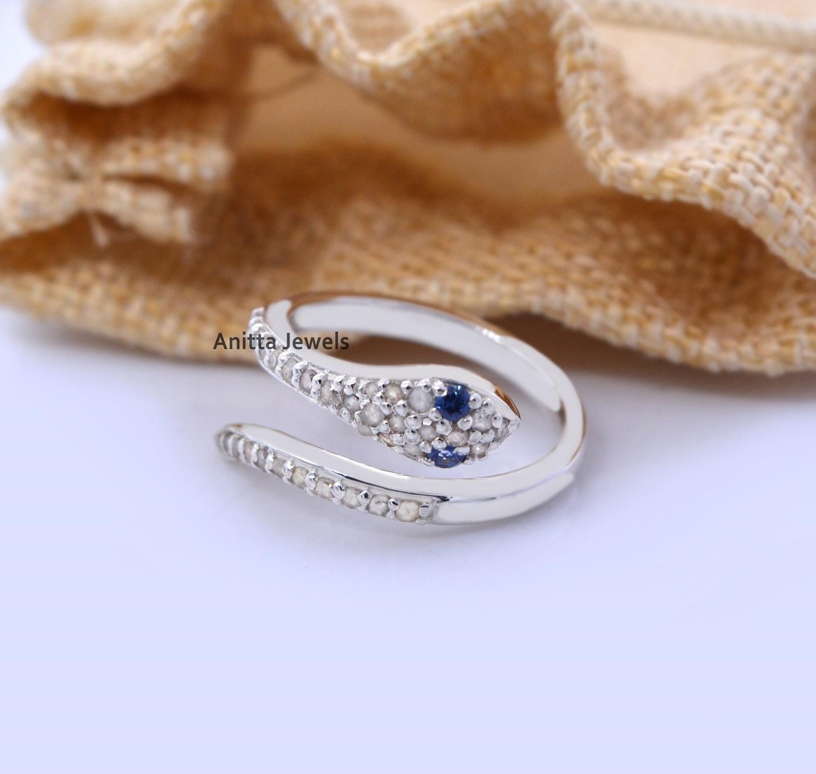 Pave Moissanite Snake Ring: Sterling Silver Serpent Animal Ring - Anitta Jewels | SKU: etsy_918394134 Pave Moissanite Snake Ring: Sterling Silver Serpent Animal Ring - Anitta Jewels | SKU: etsy_918394134
