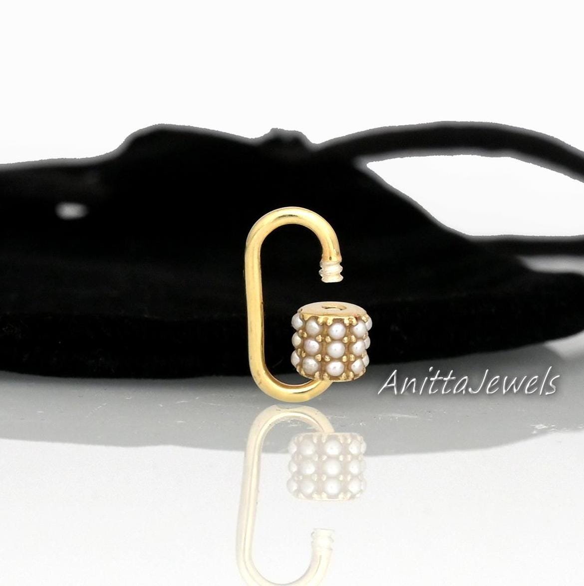 Pearl Carabiner Lock Necklace: Oxidized 925 Silver Curb Chain - View 6 - Anitta Jewels | SKU: etsy_986842344 Pearl Carabiner Lock Necklace: Oxidized 925 Silver Curb Chain - View 6 - Anitta Jewels | SKU: etsy_986842344