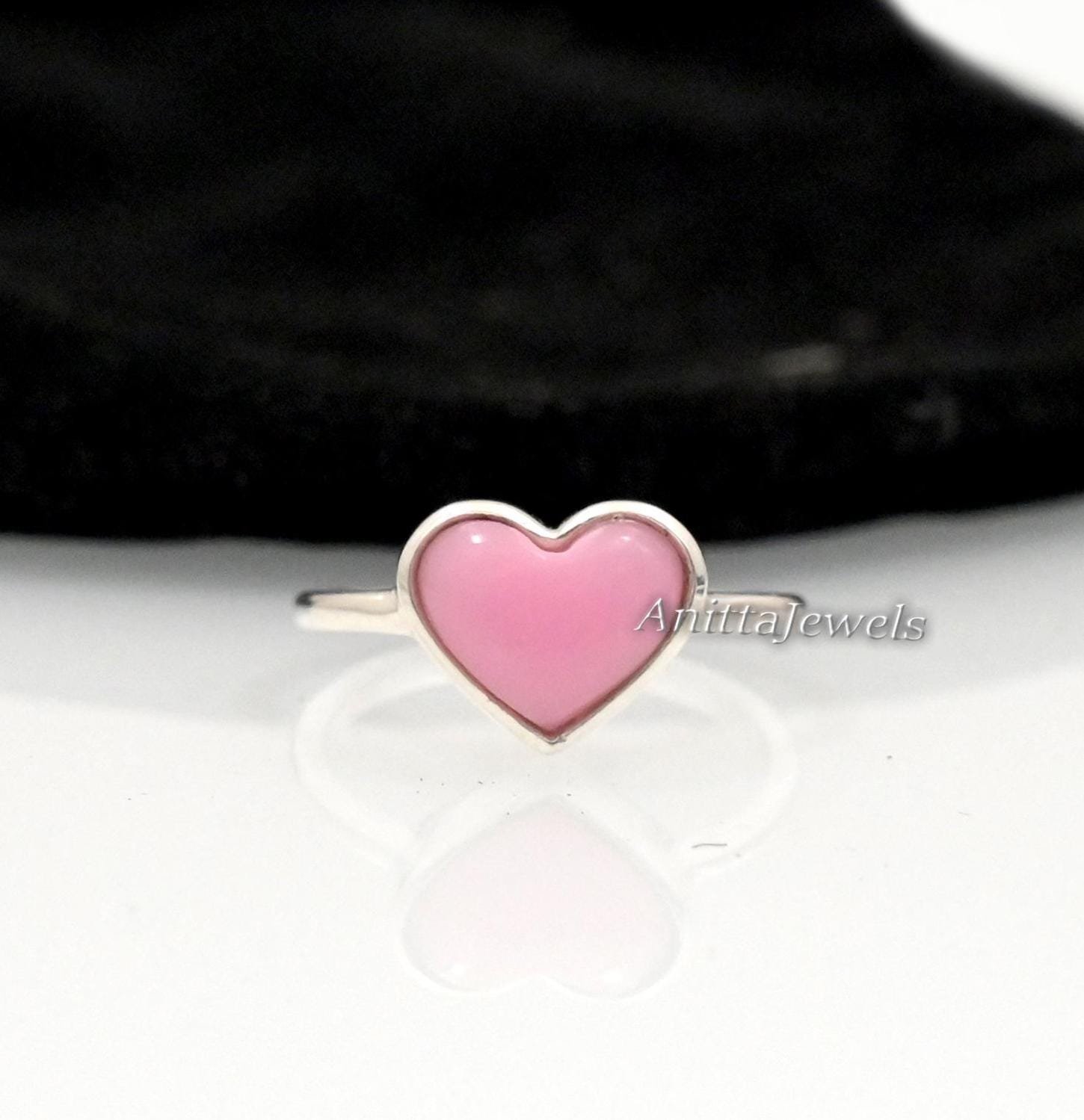Pink Opal Heart Ring, 925 Silver Gemstone Ring - Anitta Jewels | SKU: etsy_1489146420 Pink Opal Heart Ring, 925 Silver Gemstone Ring - Anitta Jewels | SKU: etsy_1489146420