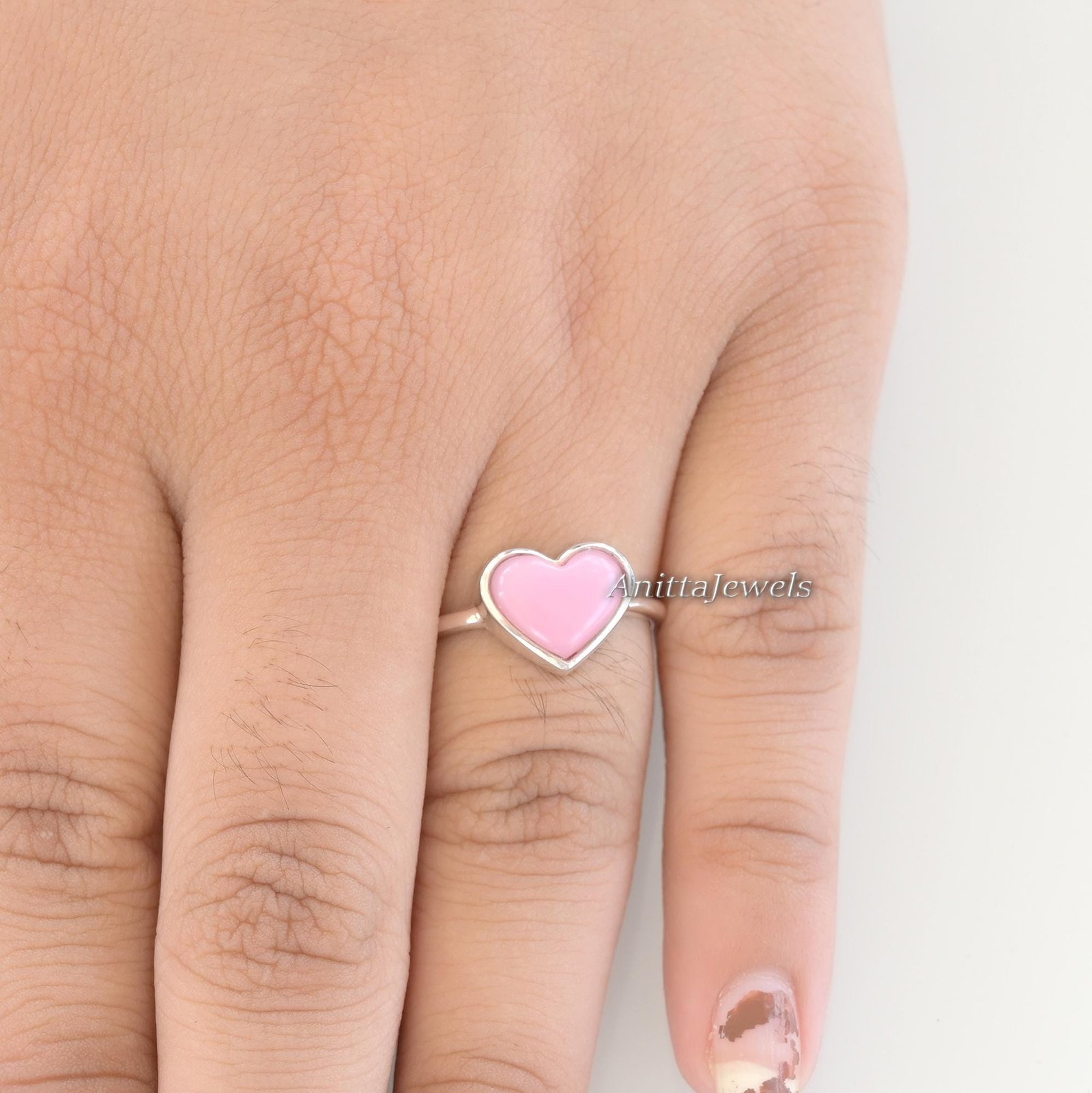 Pink Opal Heart Ring, 925 Silver Gemstone Ring - View 6 - Anitta Jewels | SKU: etsy_1489146420 Pink Opal Heart Ring, 925 Silver Gemstone Ring - View 6 - Anitta Jewels | SKU: etsy_1489146420