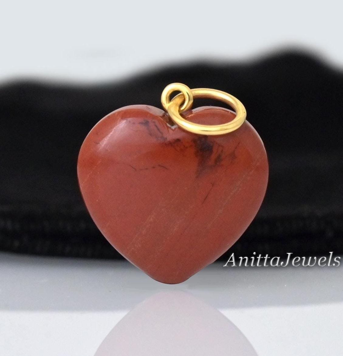 Red Jasper Heart Pendant: 925 Silver, CZ & Black Spinel - View 2 - Anitta Jewels | SKU: etsy_1493951582 Red Jasper Heart Pendant: 925 Silver, CZ & Black Spinel - View 2 - Anitta Jewels | SKU: etsy_1493951582