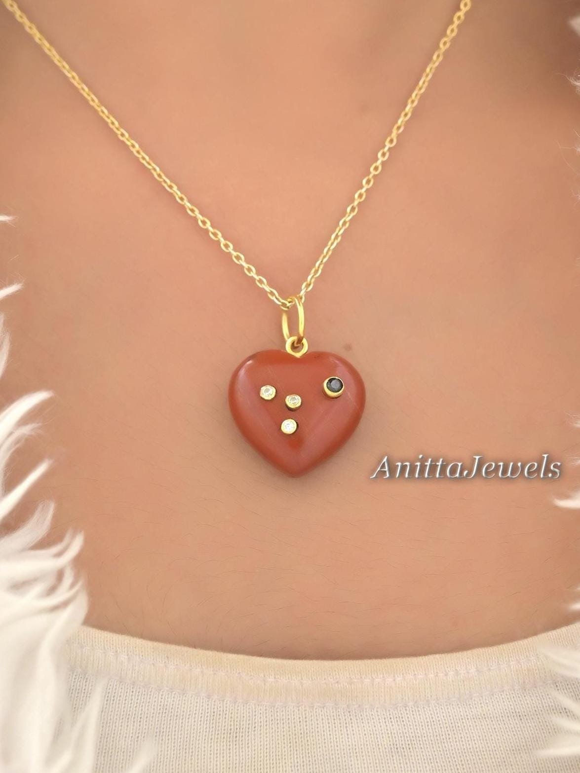 Red Jasper Heart Pendant: 925 Silver, CZ & Black Spinel - View 4 - Anitta Jewels | SKU: etsy_1493951582 Red Jasper Heart Pendant: 925 Silver, CZ & Black Spinel - View 4 - Anitta Jewels | SKU: etsy_1493951582