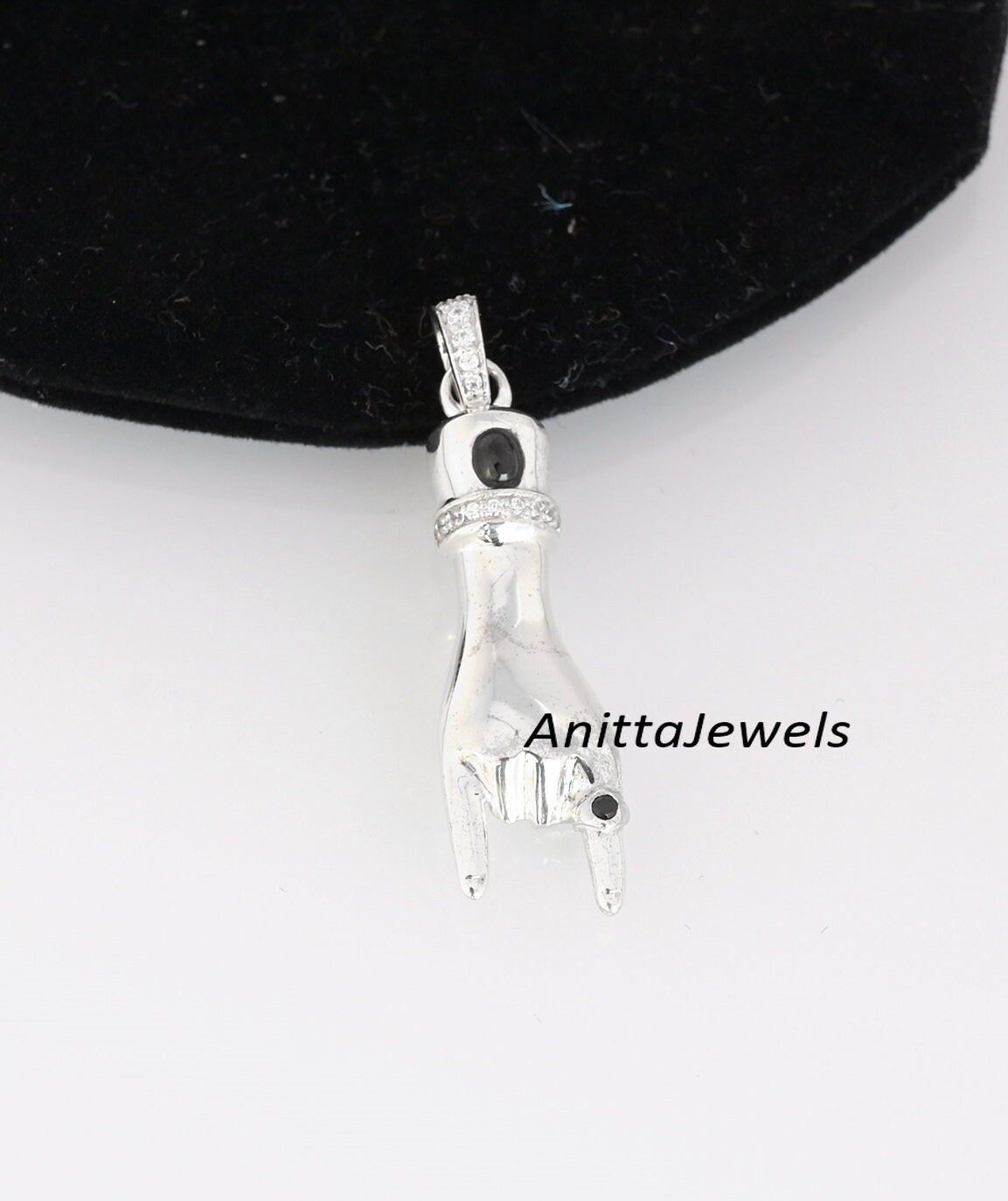 Silver Figa Pendant: Diamond, Turquoise, Mano Figa, Gemstone Hamsa - View 4 - Anitta Jewels | SKU: etsy_1706388245 Silver Figa Pendant: Diamond, Turquoise, Mano Figa, Gemstone Hamsa - View 4 - Anitta Jewels | SKU: etsy_1706388245