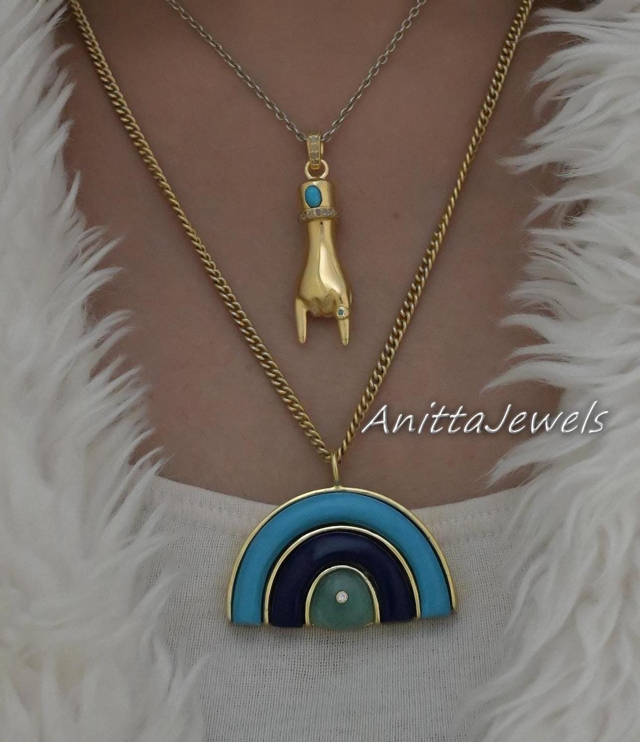 Silver Figa Pendant: Diamond, Turquoise, Mano Figa, Gemstone Hamsa - View 7 - Anitta Jewels | SKU: etsy_1706388245 Silver Figa Pendant: Diamond, Turquoise, Mano Figa, Gemstone Hamsa - View 7 - Anitta Jewels | SKU: etsy_1706388245