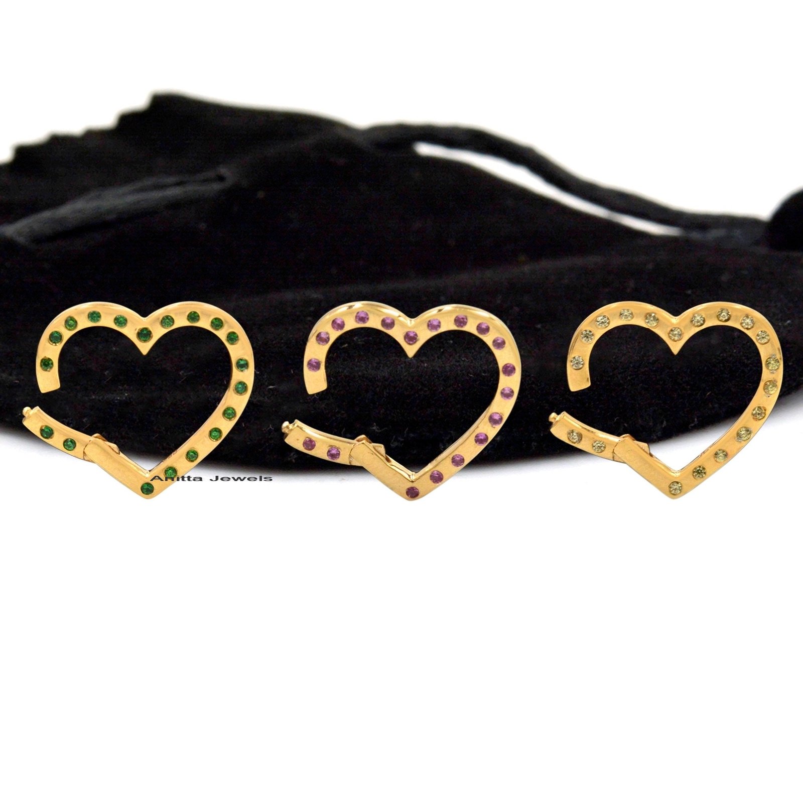 Silver Heart Enhancer Charm Holder: Gemstone Link Lock, Handmade - View 3 - Anitta Jewels | SKU: etsy_918999156 Silver Heart Enhancer Charm Holder: Gemstone Link Lock, Handmade - View 3 - Anitta Jewels | SKU: etsy_918999156