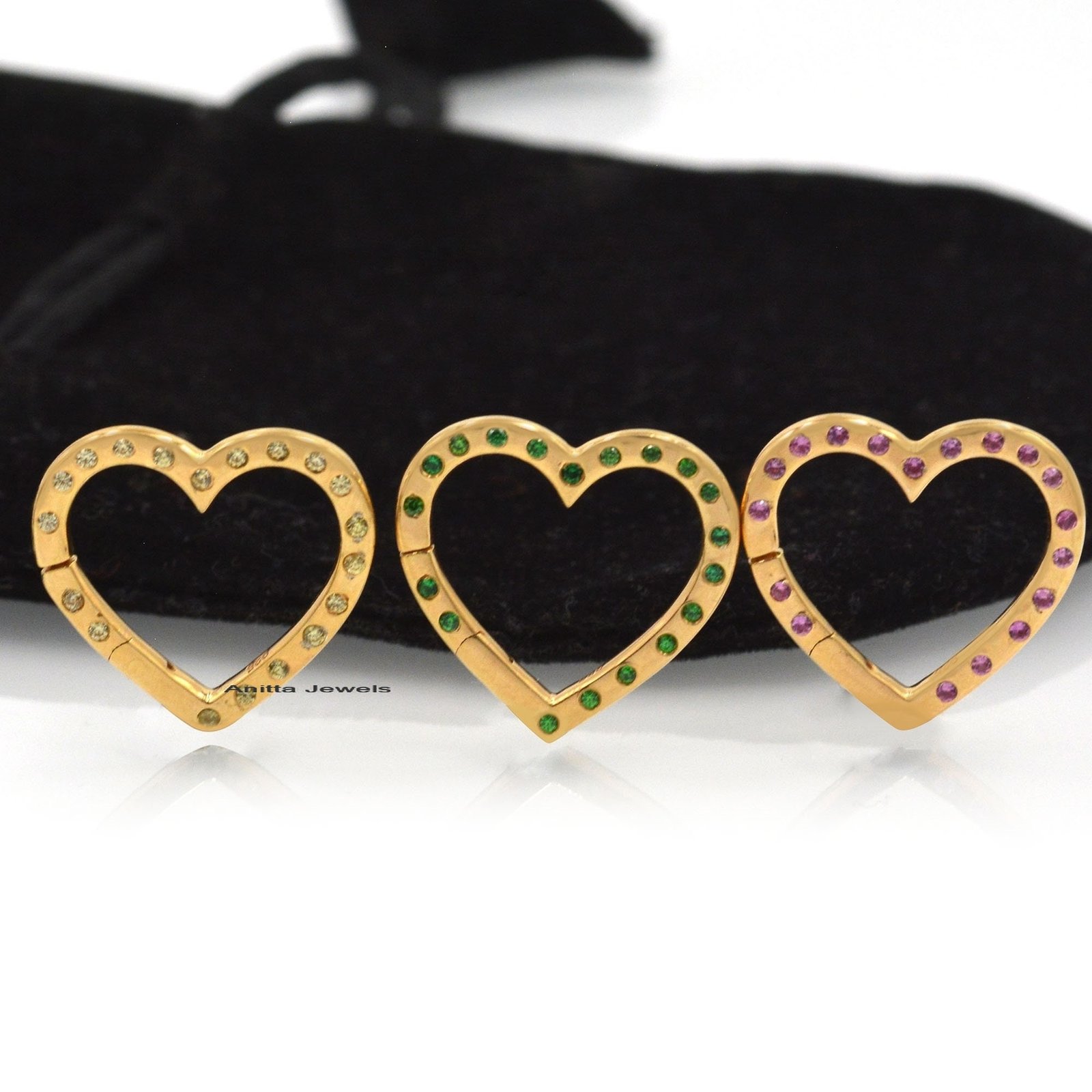 Silver Heart Enhancer Charm Holder: Gemstone Link Lock, Handmade - View 4 - Anitta Jewels | SKU: etsy_918999156 Silver Heart Enhancer Charm Holder: Gemstone Link Lock, Handmade - View 4 - Anitta Jewels | SKU: etsy_918999156