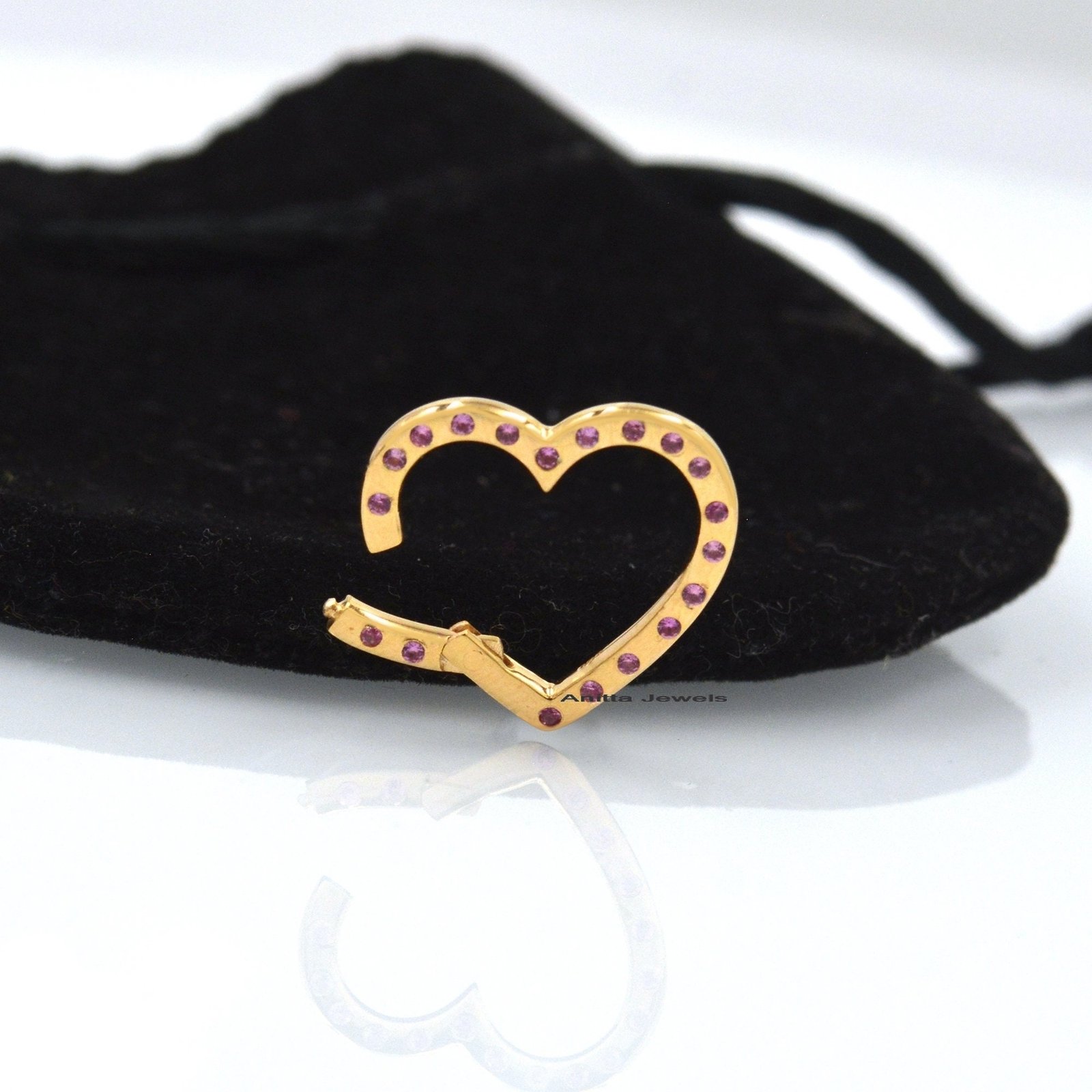 Silver Heart Enhancer Charm Holder: Gemstone Link Lock, Handmade - View 5 - Anitta Jewels | SKU: etsy_918999156 Silver Heart Enhancer Charm Holder: Gemstone Link Lock, Handmade - View 5 - Anitta Jewels | SKU: etsy_918999156