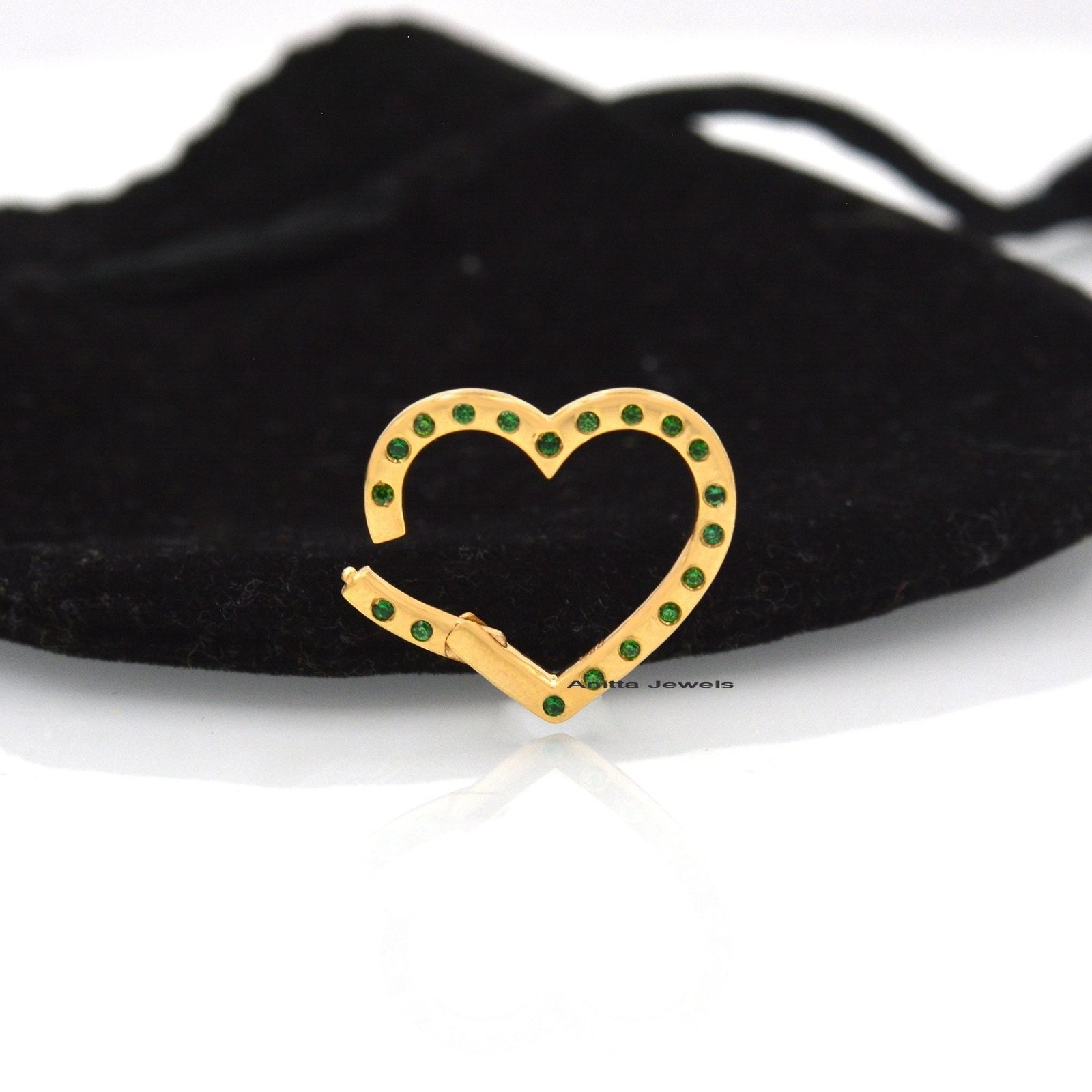 Silver Heart Enhancer Charm Holder: Gemstone Link Lock, Handmade - View 6 - Anitta Jewels | SKU: etsy_918999156 Silver Heart Enhancer Charm Holder: Gemstone Link Lock, Handmade - View 6 - Anitta Jewels | SKU: etsy_918999156