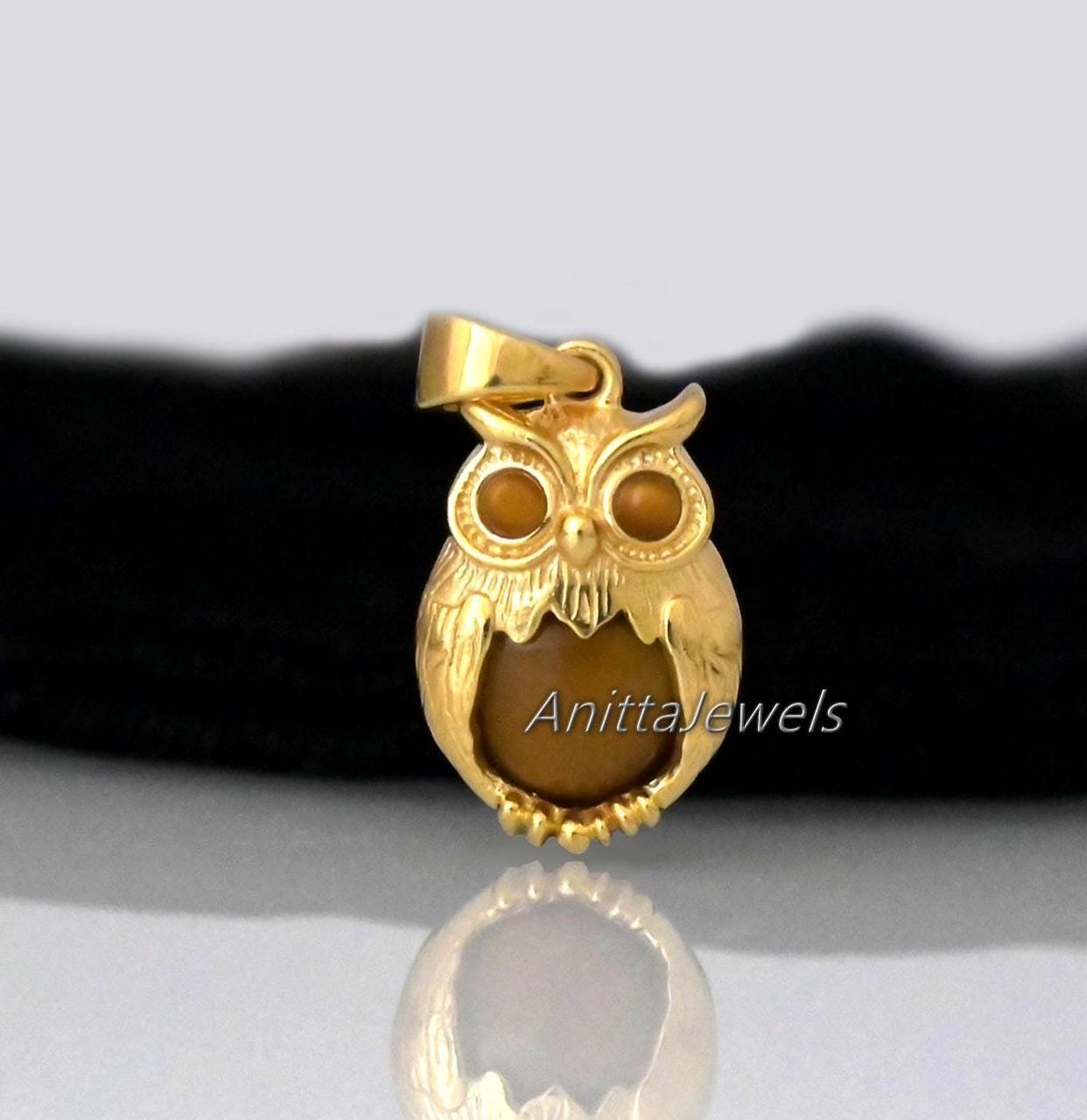 Silver Owl Pendant: Carved Gemstone Charm, 925 Silver - View 3 - Anitta Jewels | SKU: etsy_1901491043 Silver Owl Pendant: Carved Gemstone Charm, 925 Silver - View 3 - Anitta Jewels | SKU: etsy_1901491043