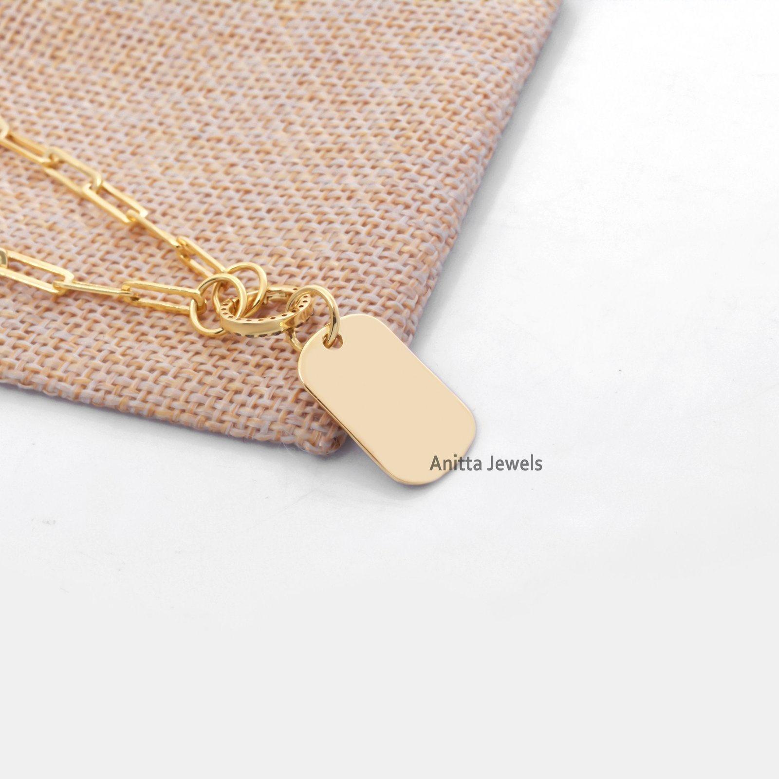 Sterling Silver Diamond Initial Dog Tag Pendant - Charm Holder - View 4 - Anitta Jewels | SKU: etsy_931283227 Sterling Silver Diamond Initial Dog Tag Pendant - Charm Holder - View 4 - Anitta Jewels | SKU: etsy_931283227