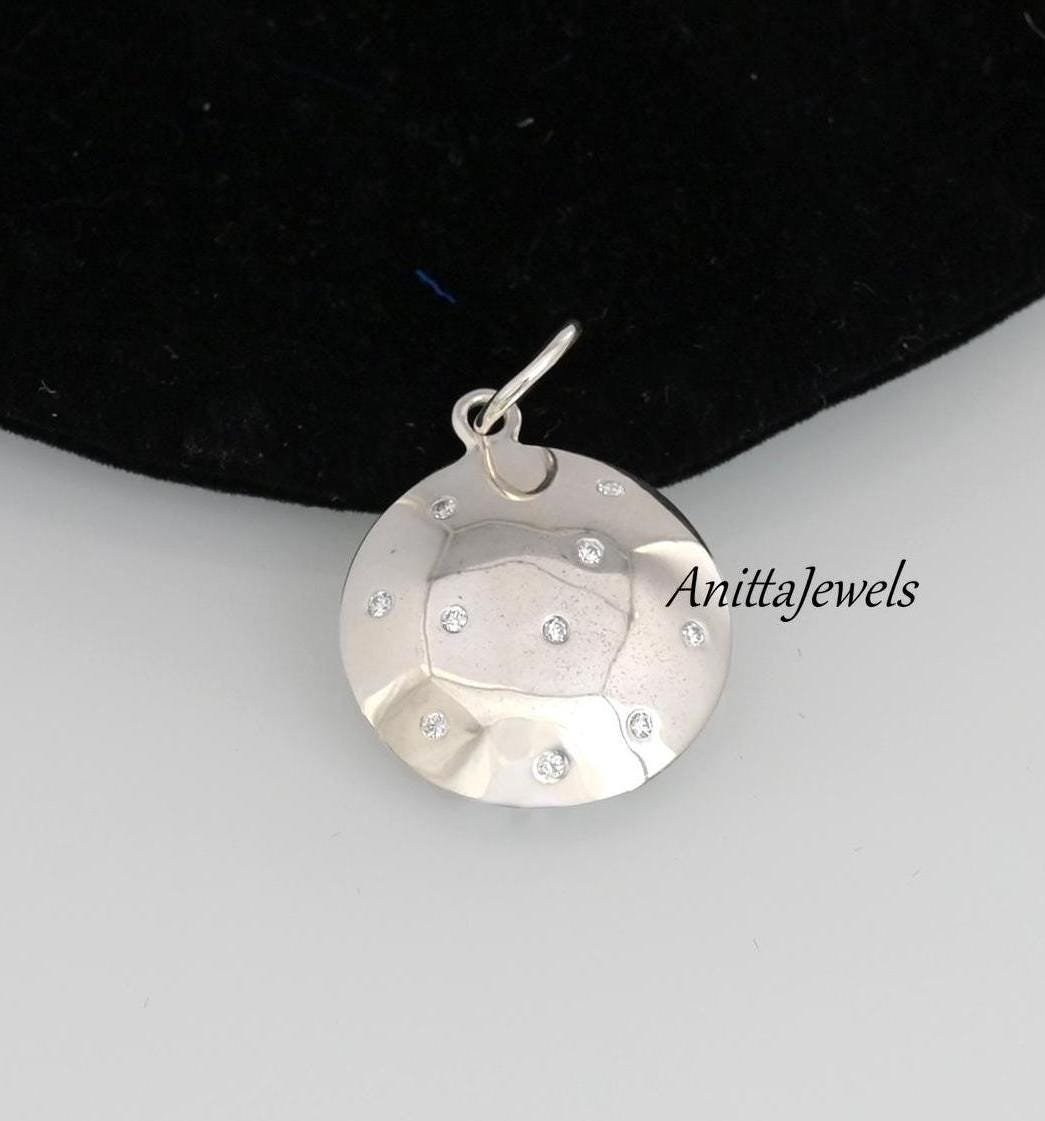 Sterling Silver Gemstone Disc Pendant: Handmade Round Charm - Anitta Jewels | SKU: etsy_1095630424 Sterling Silver Gemstone Disc Pendant: Handmade Round Charm - Anitta Jewels | SKU: etsy_1095630424