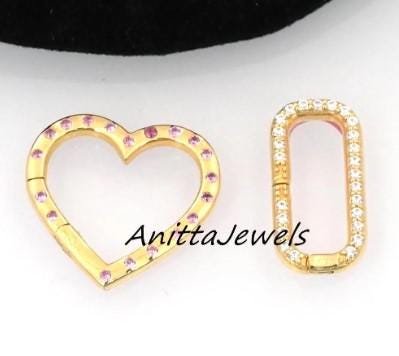 Sterling Silver Heart Enhancer Necklace: Sapphire Link Lock Clasp - View 2 - Anitta Jewels | SKU: etsy_1808690023 Sterling Silver Heart Enhancer Necklace: Sapphire Link Lock Clasp - View 2 - Anitta Jewels | SKU: etsy_1808690023