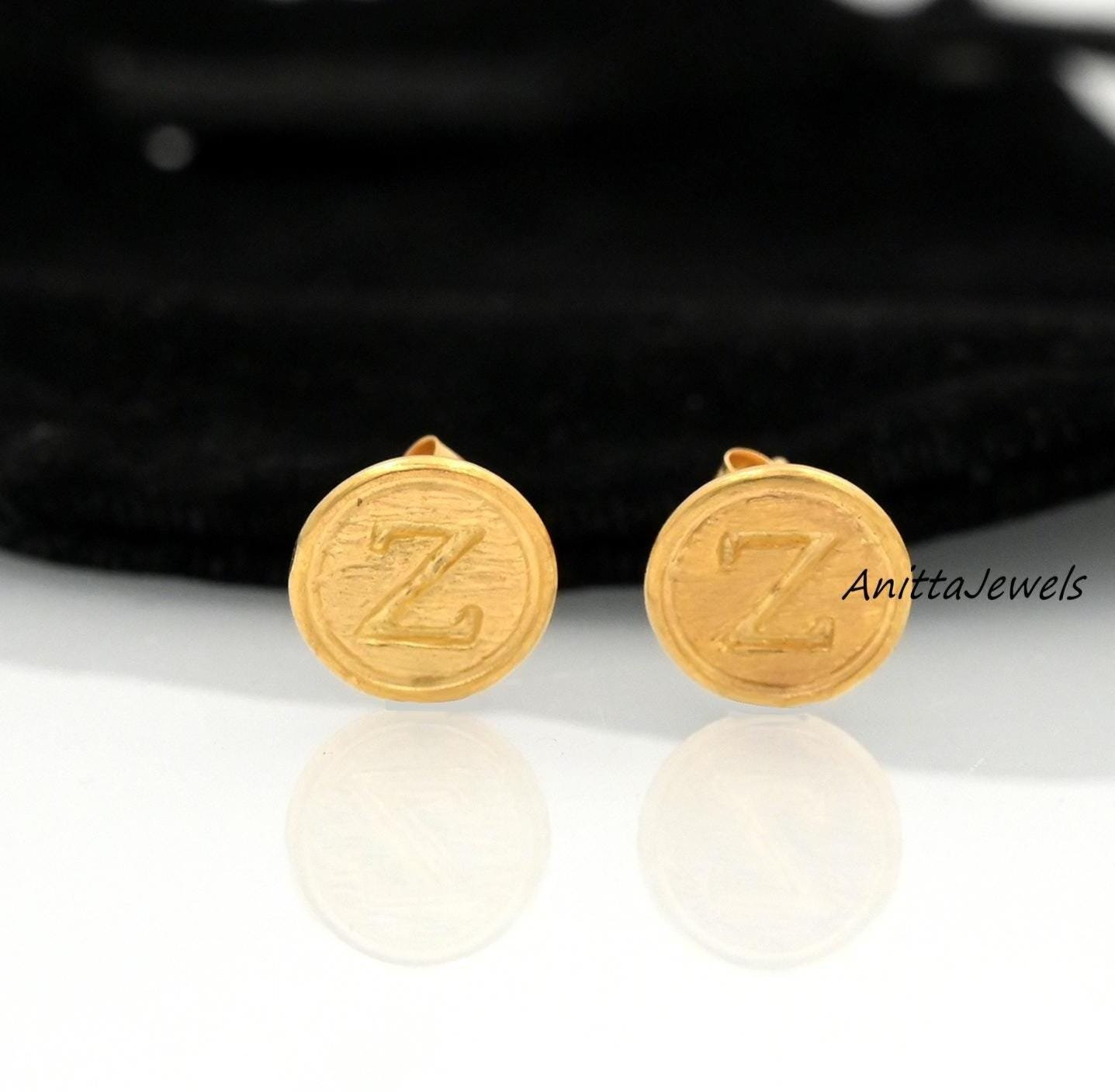 Sterling Silver Initial Stud Earrings: Personalized Letter Earrings (12mm) - Anitta Jewels | SKU: etsy_1779564588 Sterling Silver Initial Stud Earrings: Personalized Letter Earrings (12mm) - Anitta Jewels | SKU: etsy_1779564588