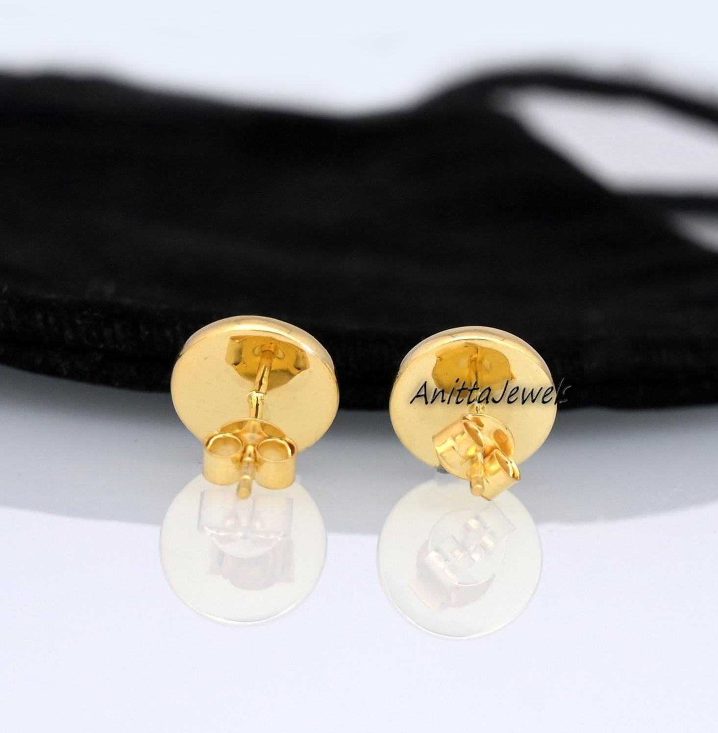Sterling Silver Initial Stud Earrings: Personalized Letter Earrings (12mm) - View 2 - Anitta Jewels | SKU: etsy_1779564588 Sterling Silver Initial Stud Earrings: Personalized Letter Earrings (12mm) - View 2 - Anitta Jewels | SKU: etsy_1779564588