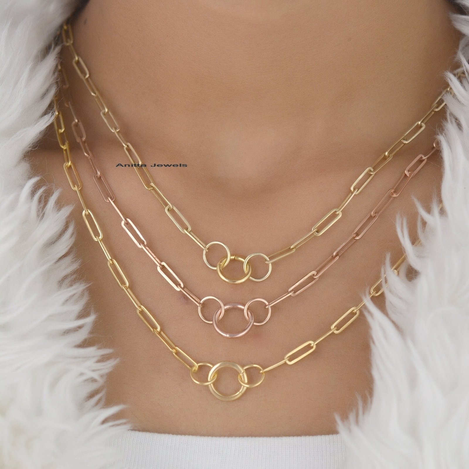 Sterling Silver Paperclip Chain Necklace: 14k Yellow Gold Plated Link - View 2 - Anitta Jewels | SKU: etsy_1056016113 Sterling Silver Paperclip Chain Necklace: 14k Yellow Gold Plated Link - View 2 - Anitta Jewels | SKU: etsy_1056016113