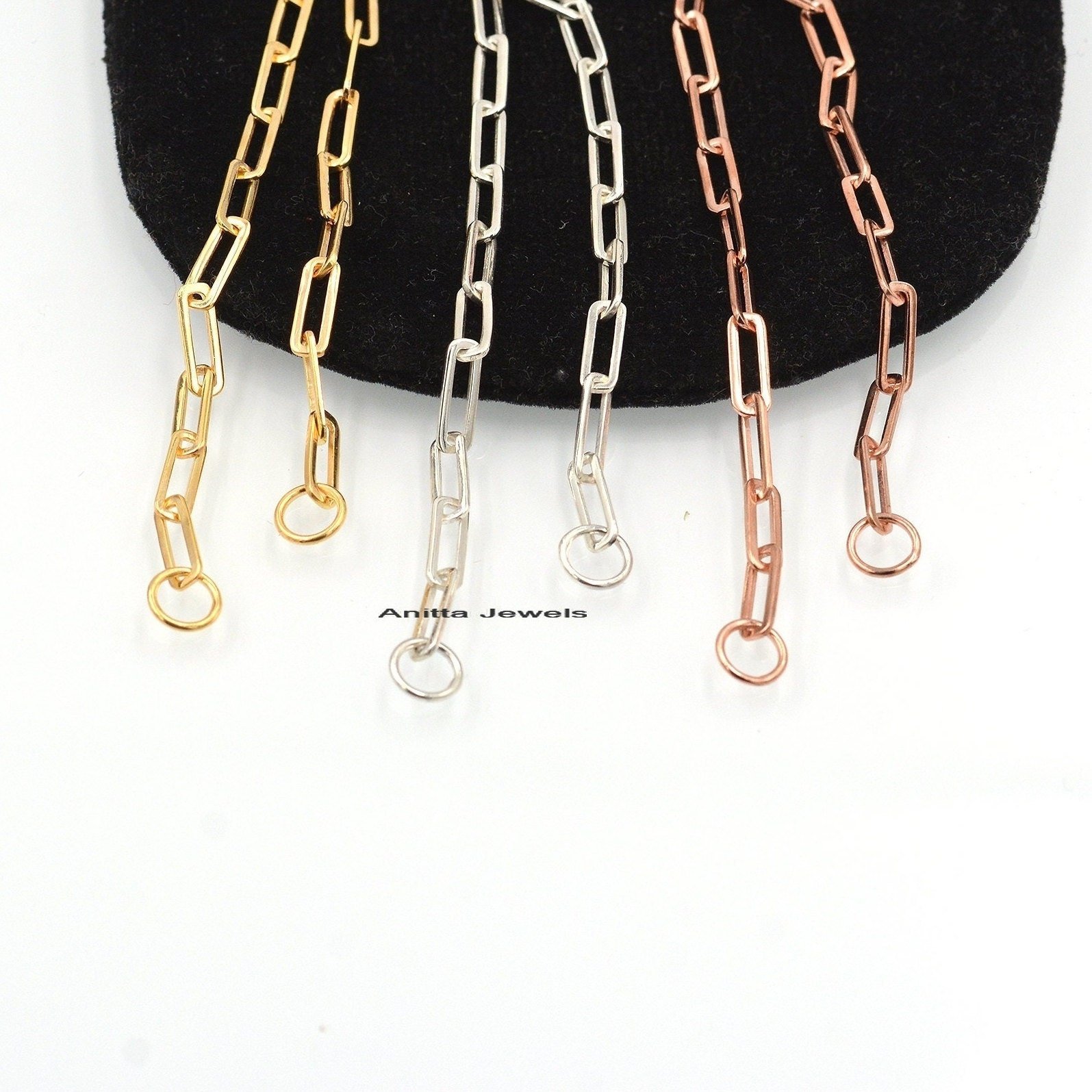Sterling Silver Paperclip Chain Necklace: 14k Yellow Gold Plated Link - View 3 - Anitta Jewels | SKU: etsy_1056016113 Sterling Silver Paperclip Chain Necklace: 14k Yellow Gold Plated Link - View 3 - Anitta Jewels | SKU: etsy_1056016113