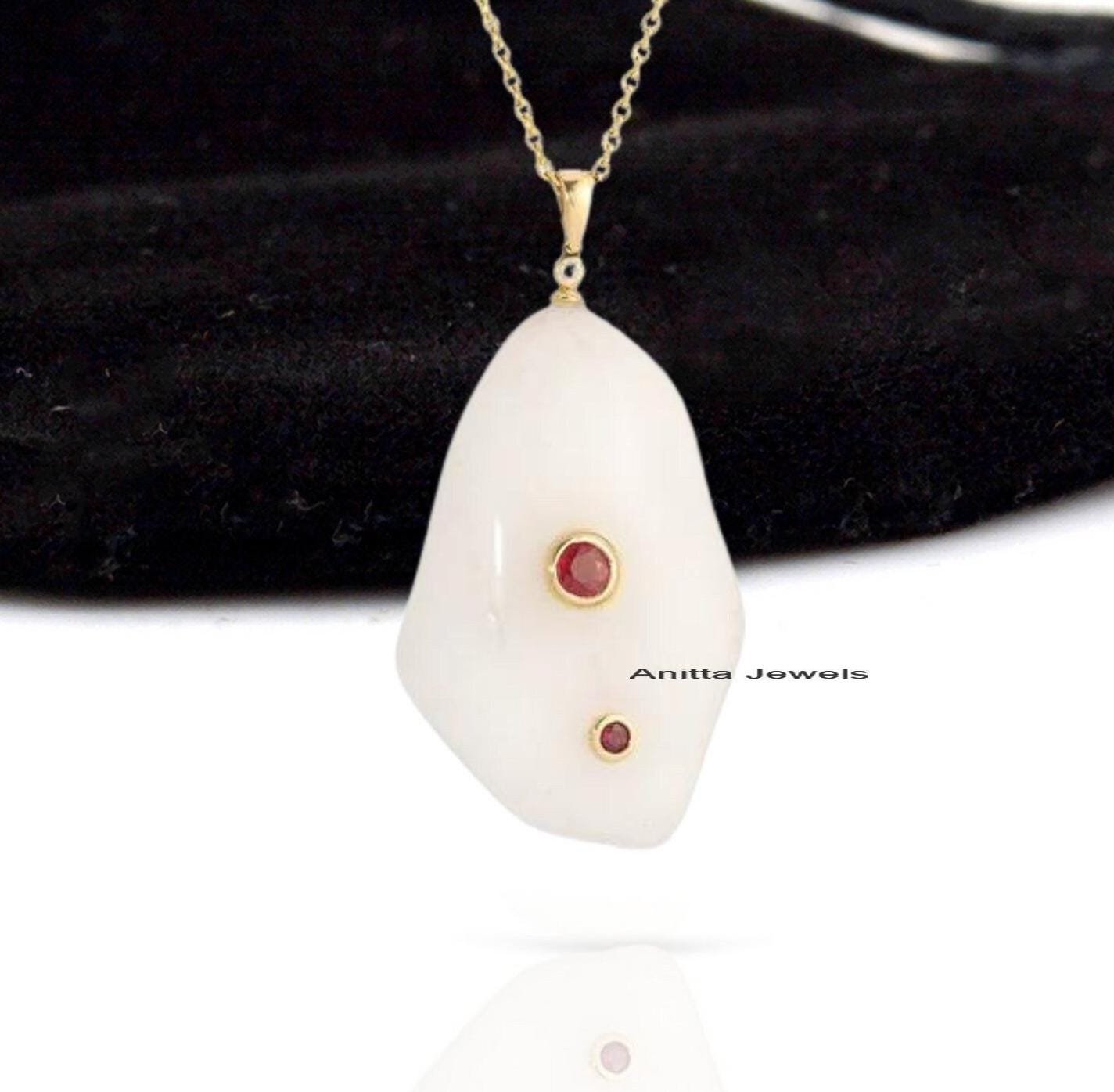 Sterling Silver Pearl Drop Pendant: Handmade Ruby Accent Charm - Anitta Jewels | SKU: etsy_1494612906 Sterling Silver Pearl Drop Pendant: Handmade Ruby Accent Charm - Anitta Jewels | SKU: etsy_1494612906