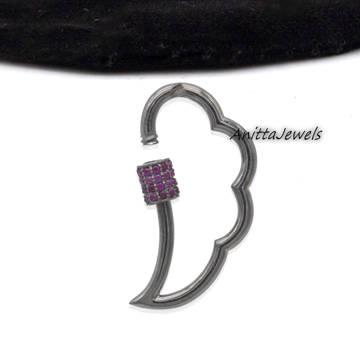 Sterling Silver Wing Carabiner Lock: Pave Diamond Feather Clasp (34 MM) - Anitta Jewels | SKU: etsy_1860624414 Sterling Silver Wing Carabiner Lock: Pave Diamond Feather Clasp (34 MM) - Anitta Jewels | SKU: etsy_1860624414