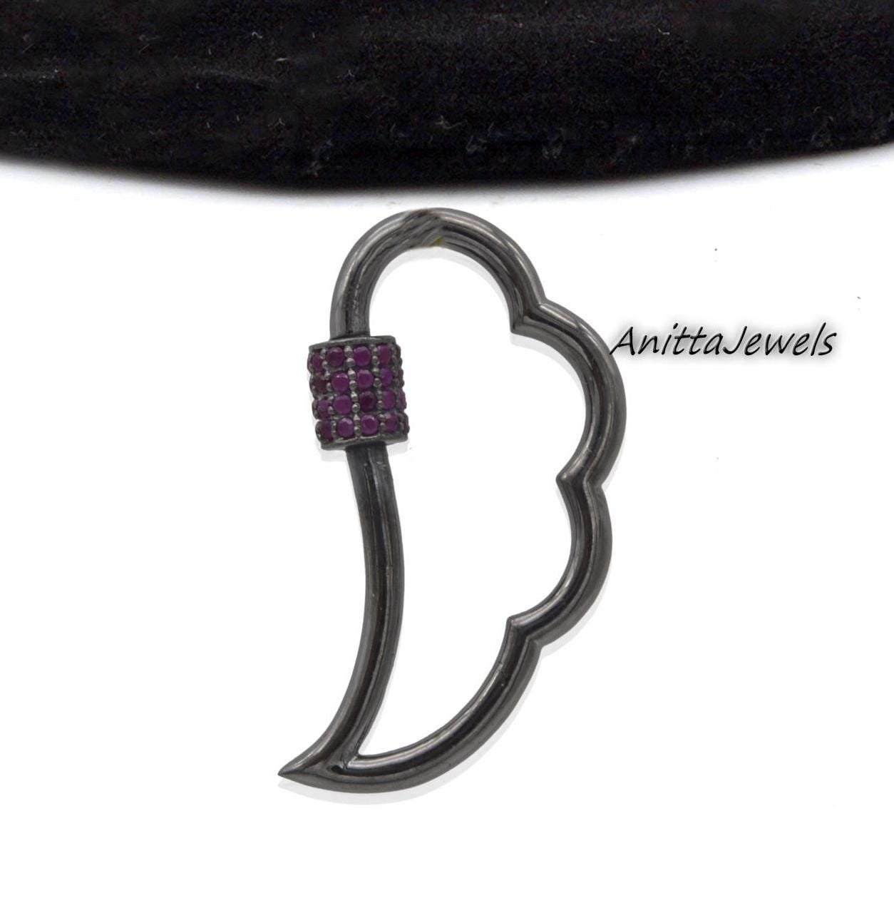 Sterling Silver Wing Carabiner Lock: Pave Diamond Feather Clasp (34 MM) - View 2 - Anitta Jewels | SKU: etsy_1860624414 Sterling Silver Wing Carabiner Lock: Pave Diamond Feather Clasp (34 MM) - View 2 - Anitta Jewels | SKU: etsy_1860624414