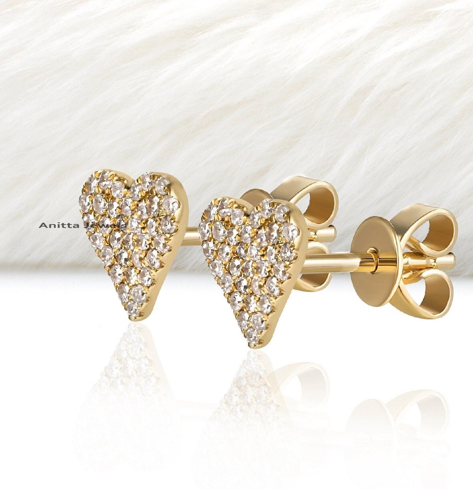 Tiny Diamond Heart Stud Earrings: 925 Silver, 8mm - View 4 - Anitta Jewels | SKU: etsy_1206108393 Tiny Diamond Heart Stud Earrings: 925 Silver, 8mm - View 4 - Anitta Jewels | SKU: etsy_1206108393